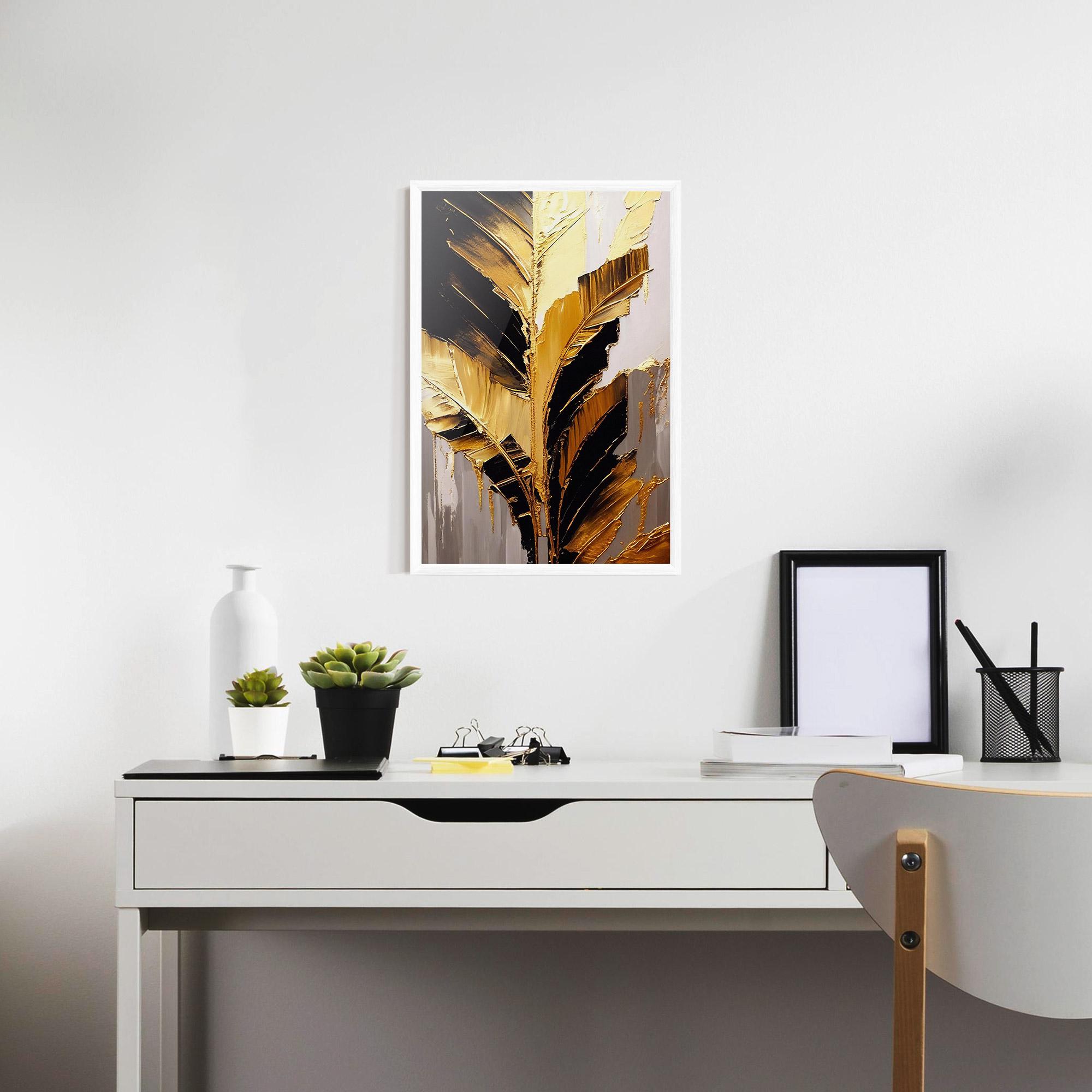 Gerahmte Poster Balck With Gold Leafs mockup 7