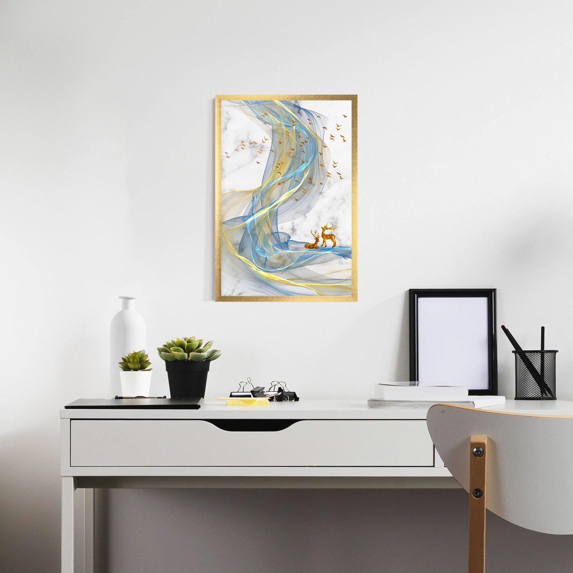 Gerahmte Poster Abstract Golden Landscape 2 mockup 7