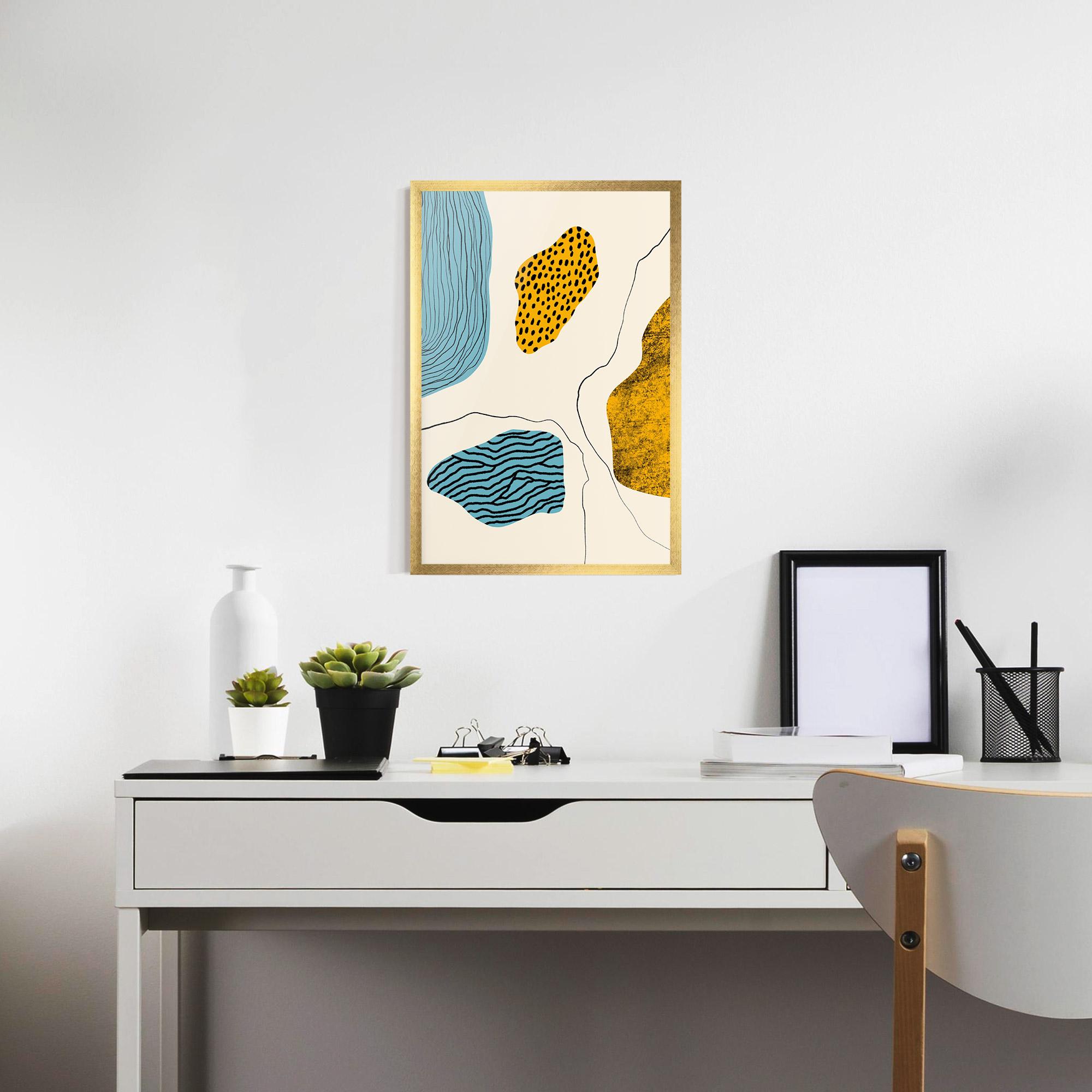 Gerahmte Poster Abstract Lines On Blue mockup 7