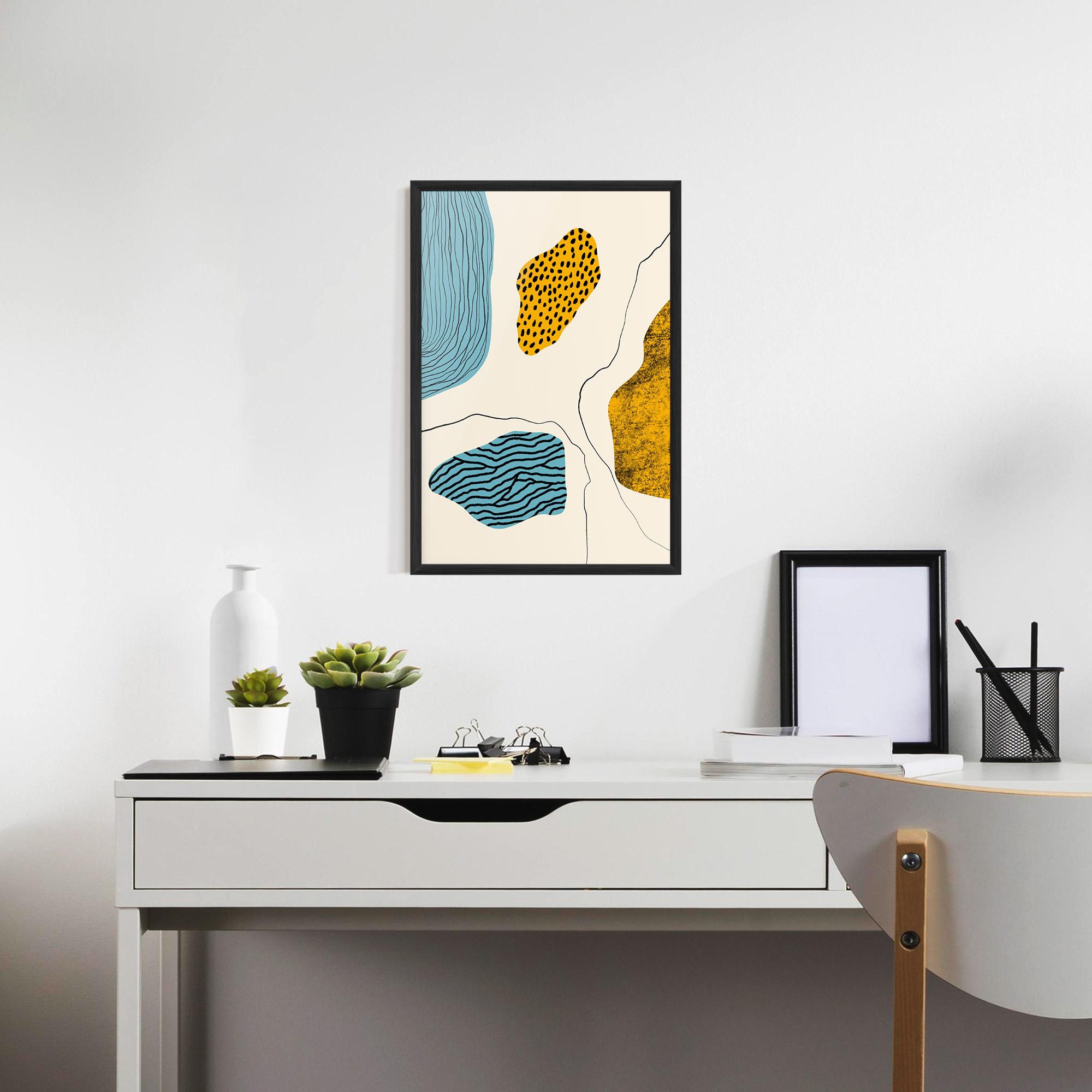 Gerahmte Poster Abstract Lines On Blue mockup 7