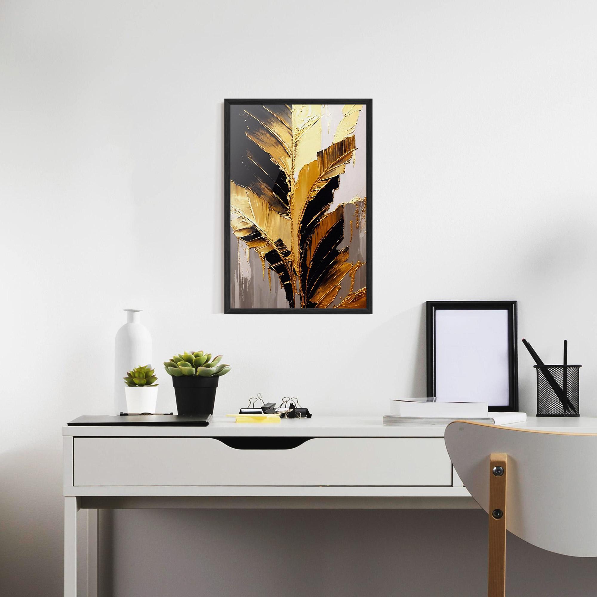 Gerahmte Poster Balck With Gold Leafs mockup 7