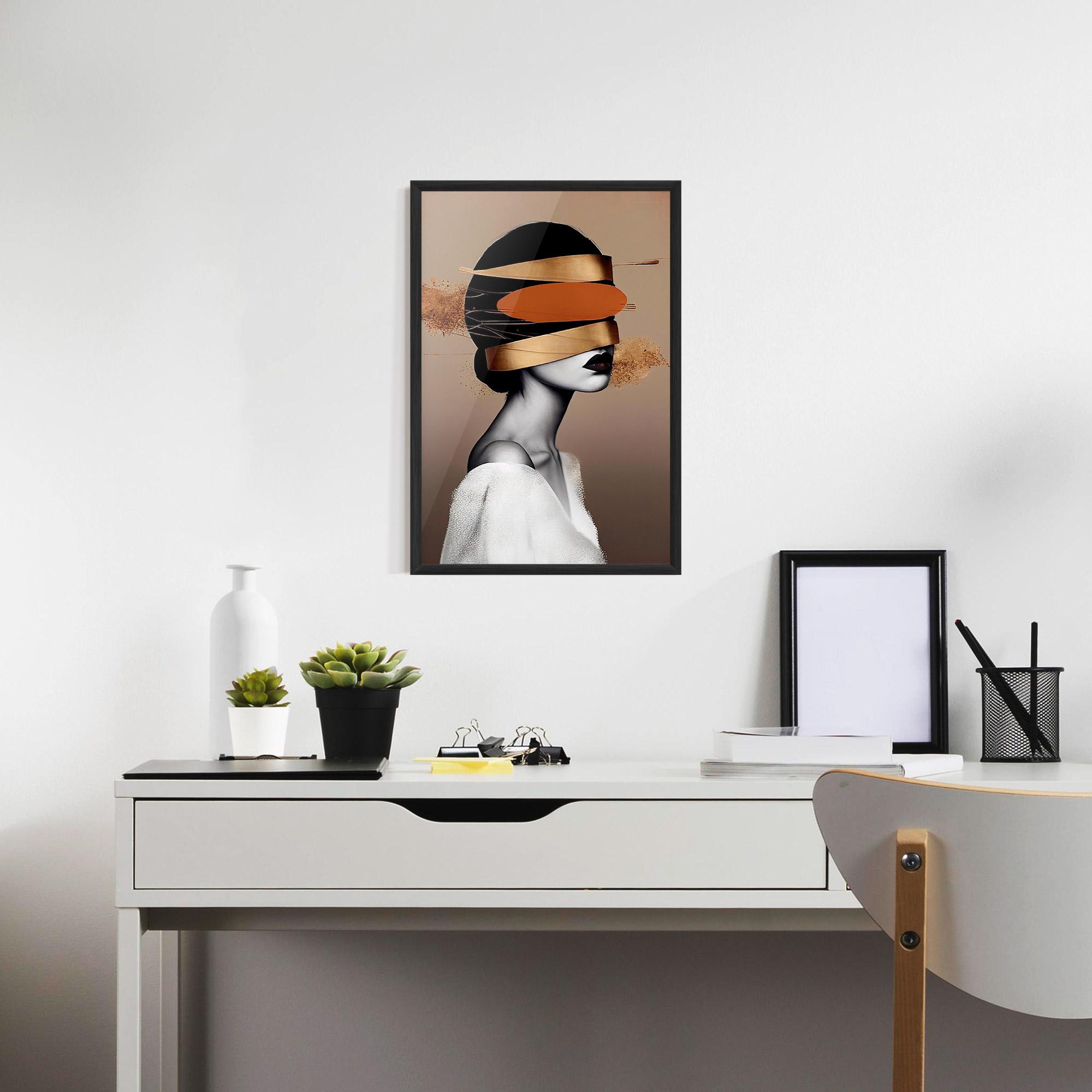 Gerahmte Poster Woman With Gold Lines mockup 7