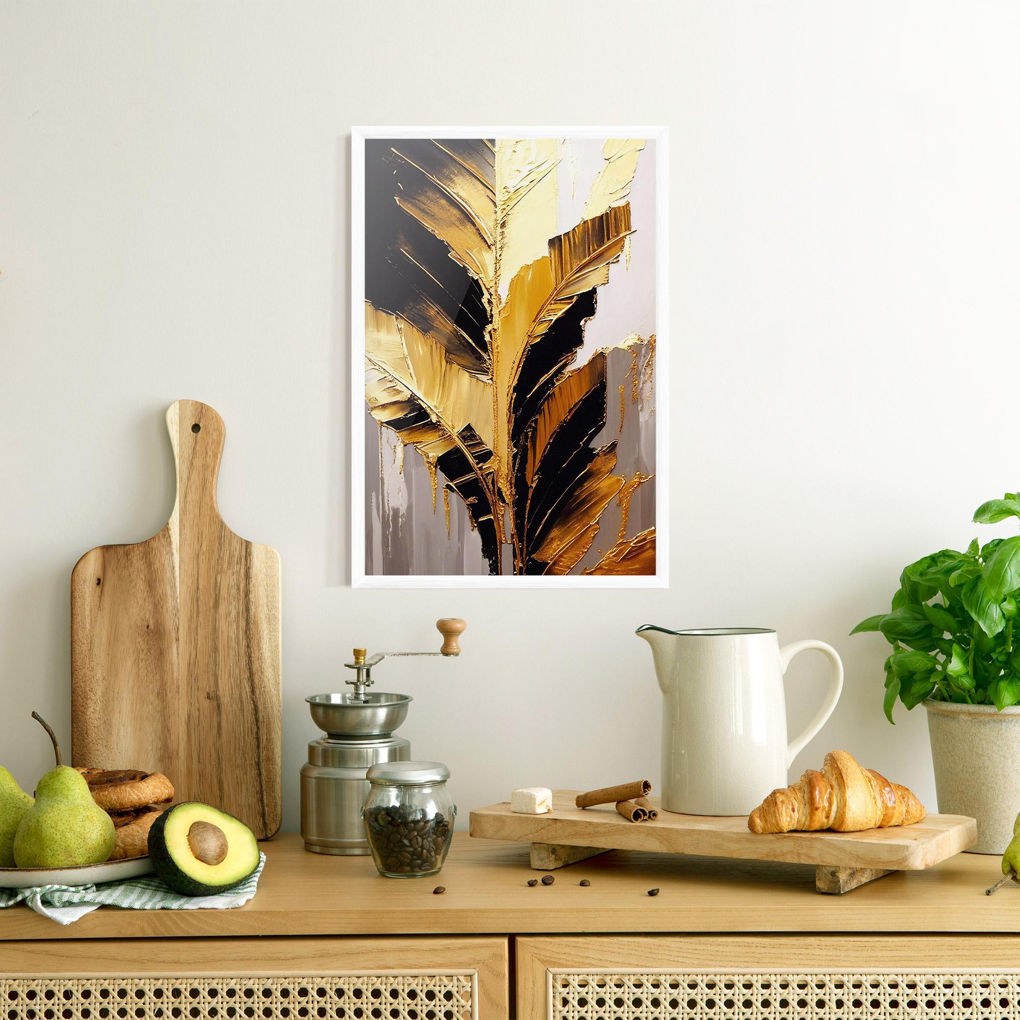 Gerahmte Poster Balck With Gold Leafs mockup 8