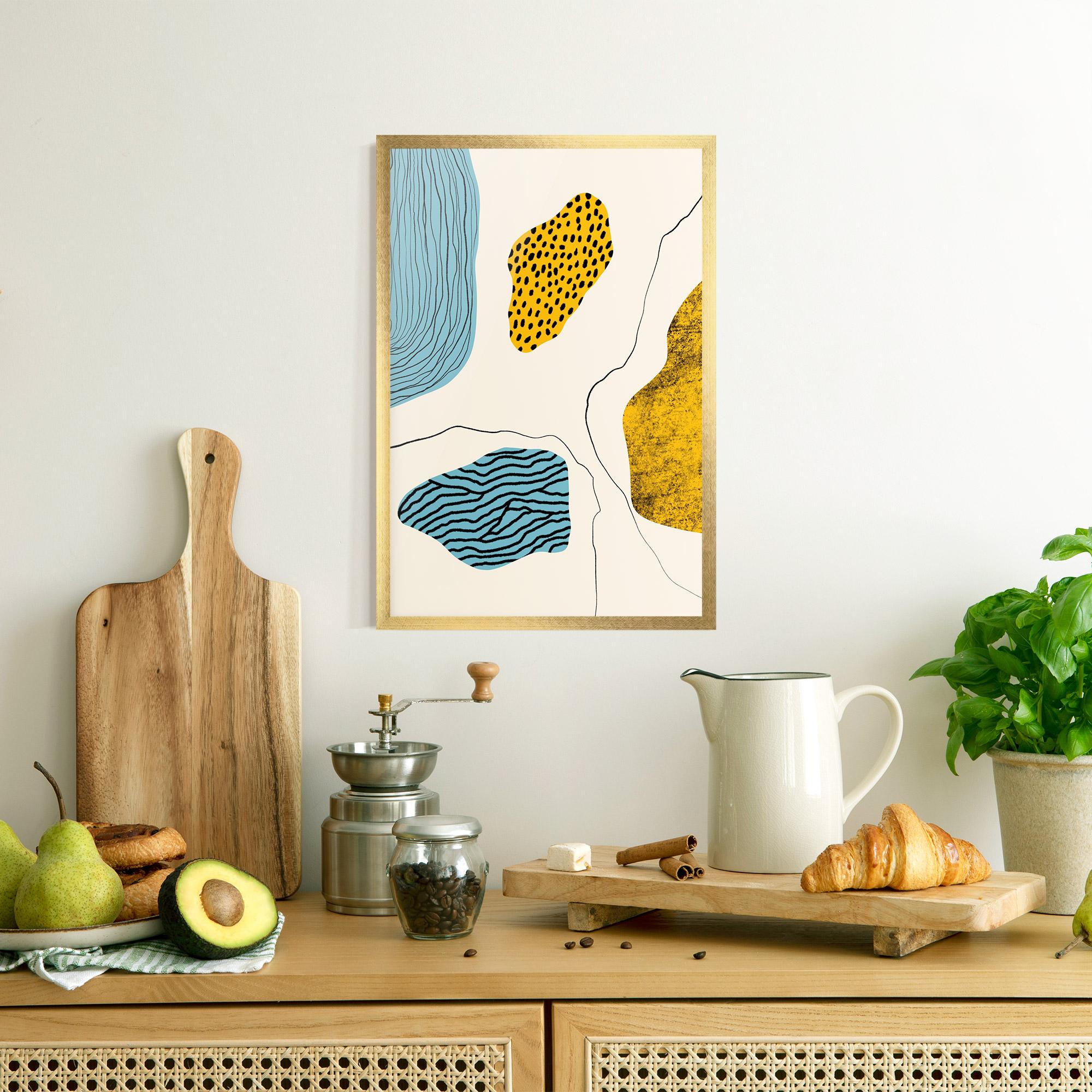 Gerahmte Poster Abstract Lines On Blue mockup 8