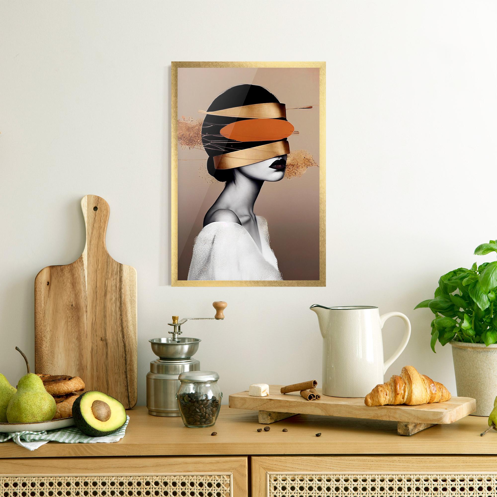 Gerahmte Poster Woman With Gold Lines mockup 8