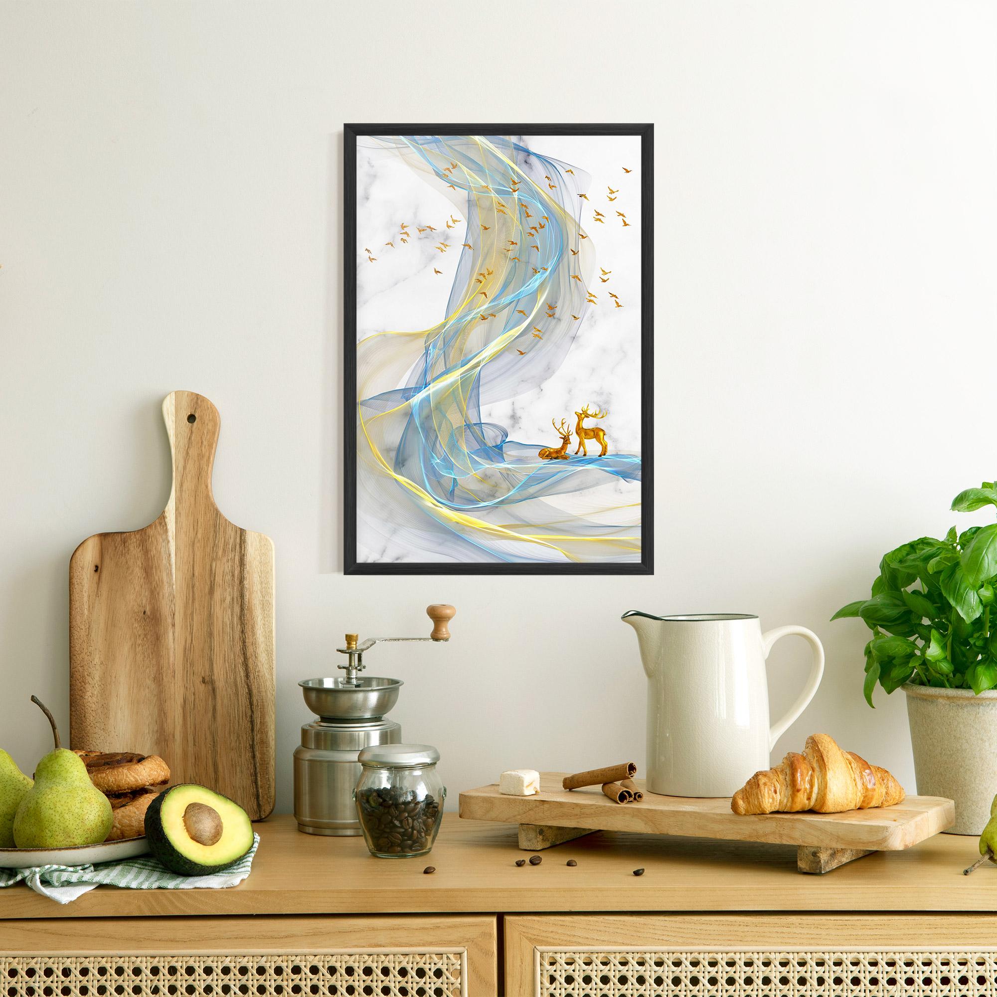 Gerahmte Poster Abstract Golden Landscape 2 mockup 8