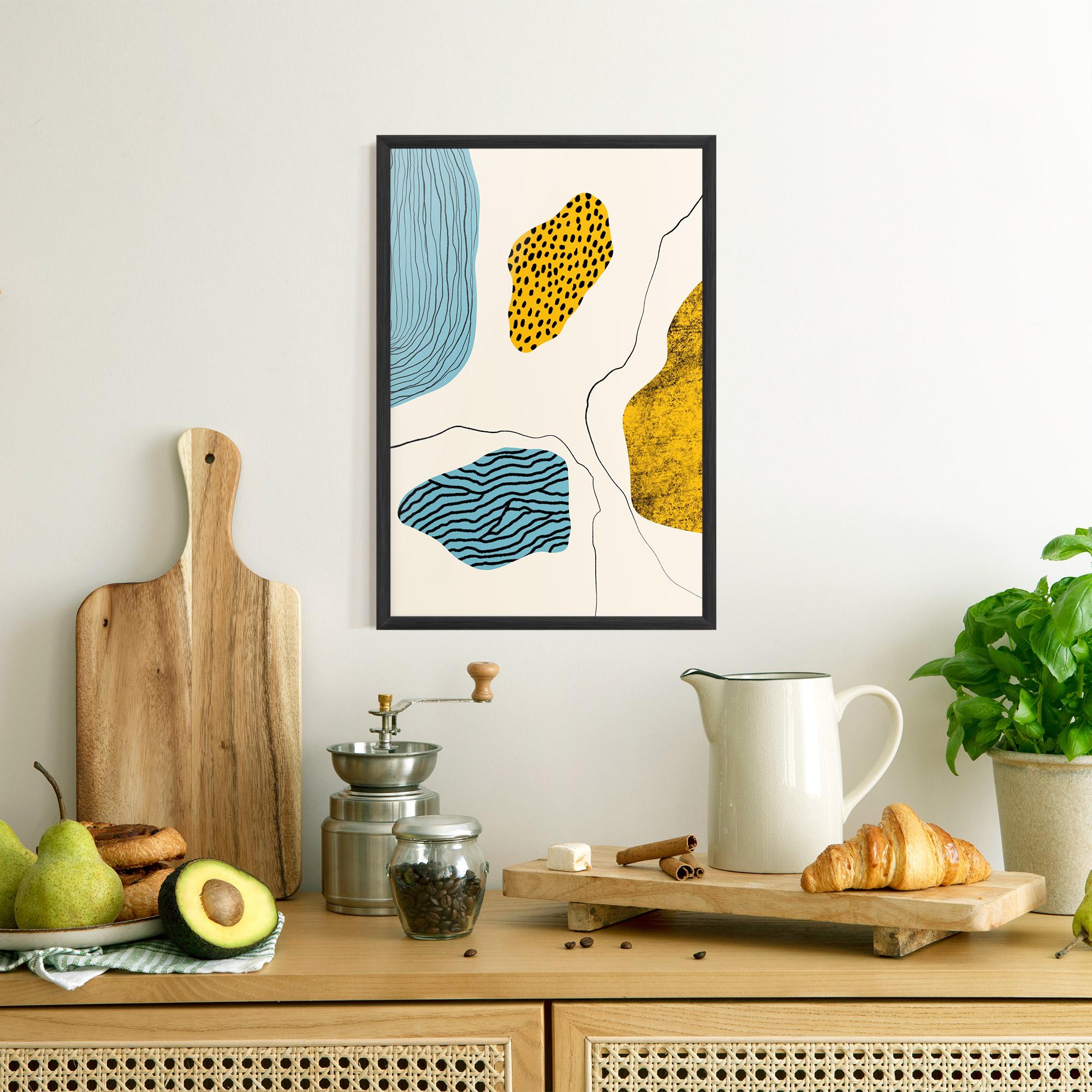 Gerahmte Poster Abstract Lines On Blue mockup 8