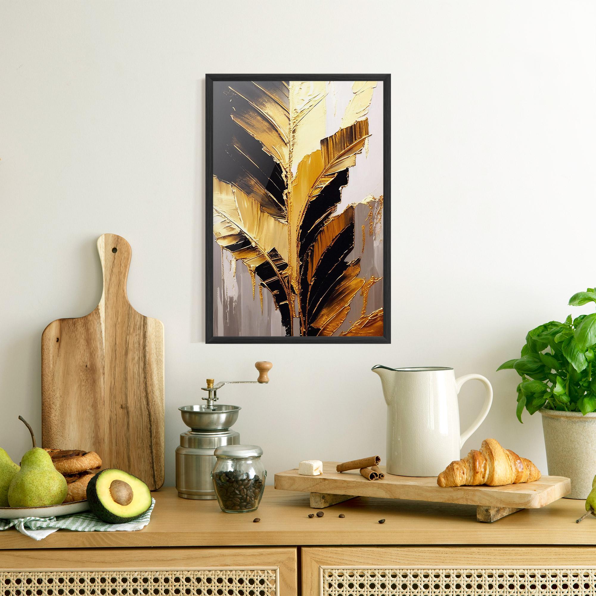 Gerahmte Poster Balck With Gold Leafs mockup 8