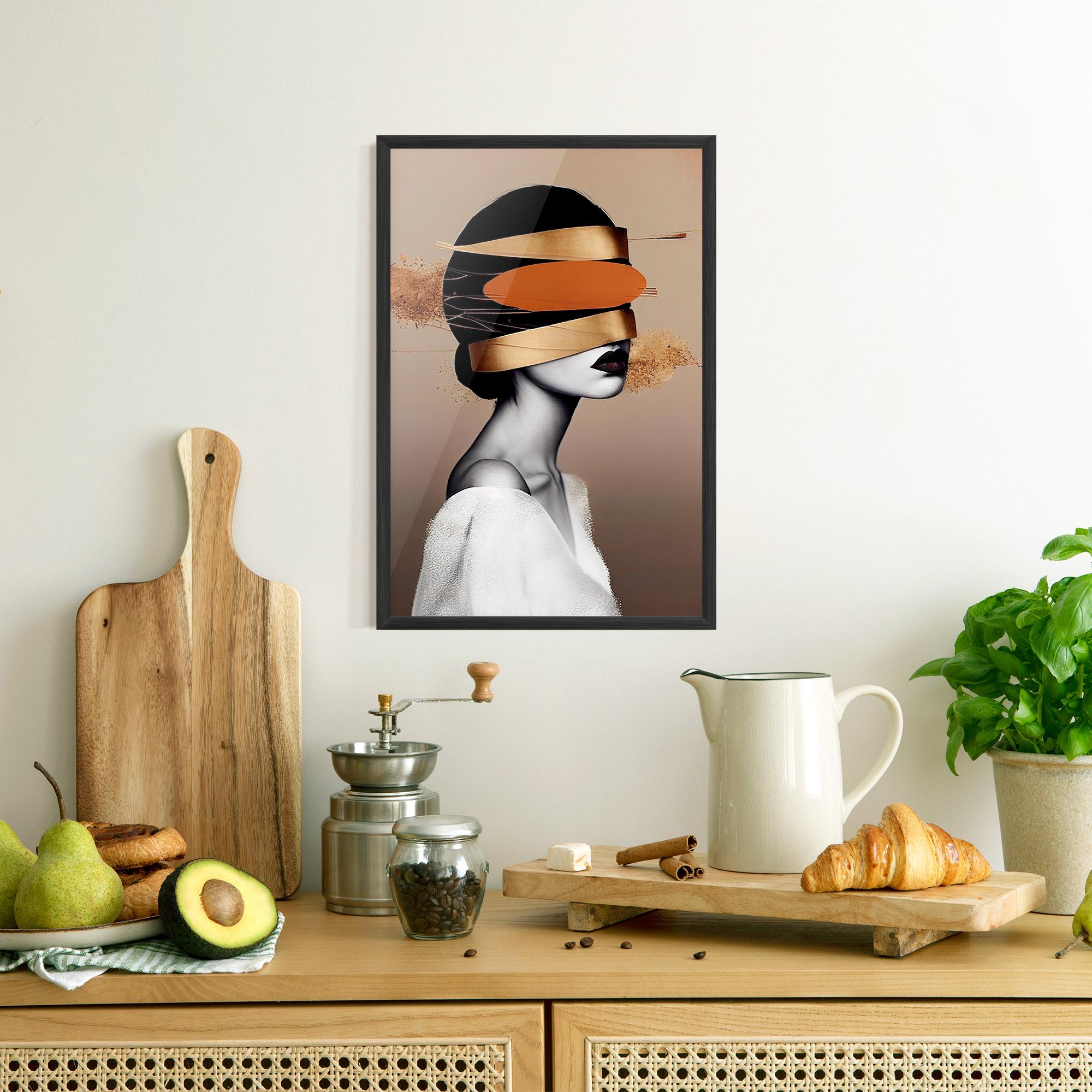 Gerahmte Poster Woman With Gold Lines mockup 8