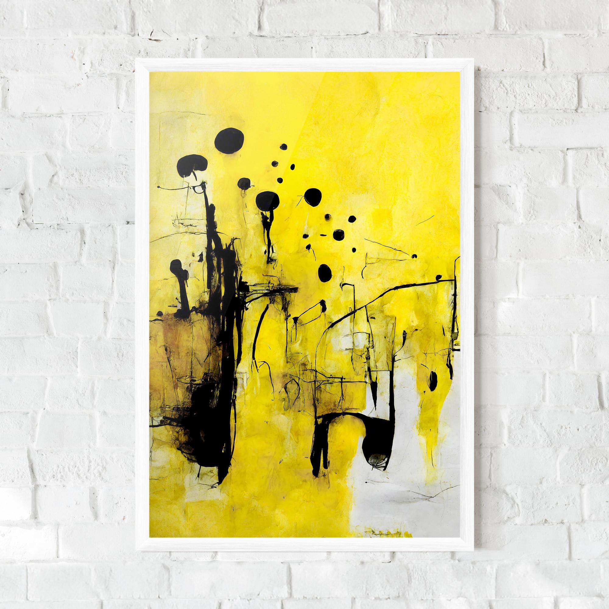 Gerahmte Poster Abstract Black Yellow mockup 0