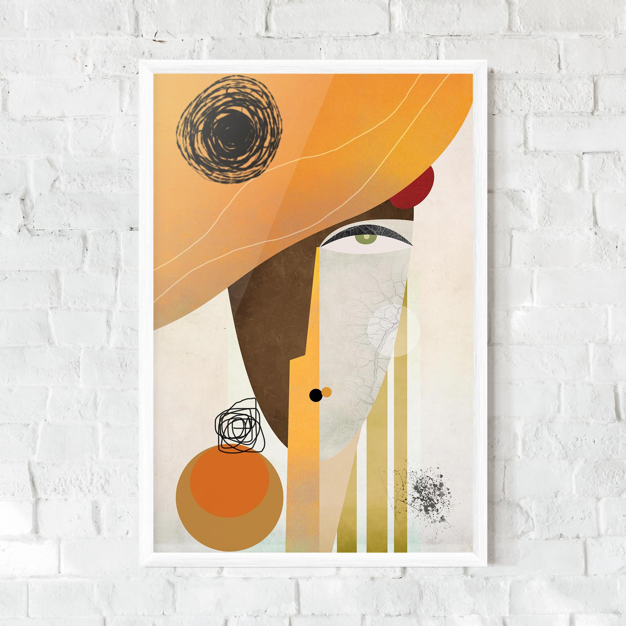 Gerahmte Poster Abstract Orange Face mockup 0