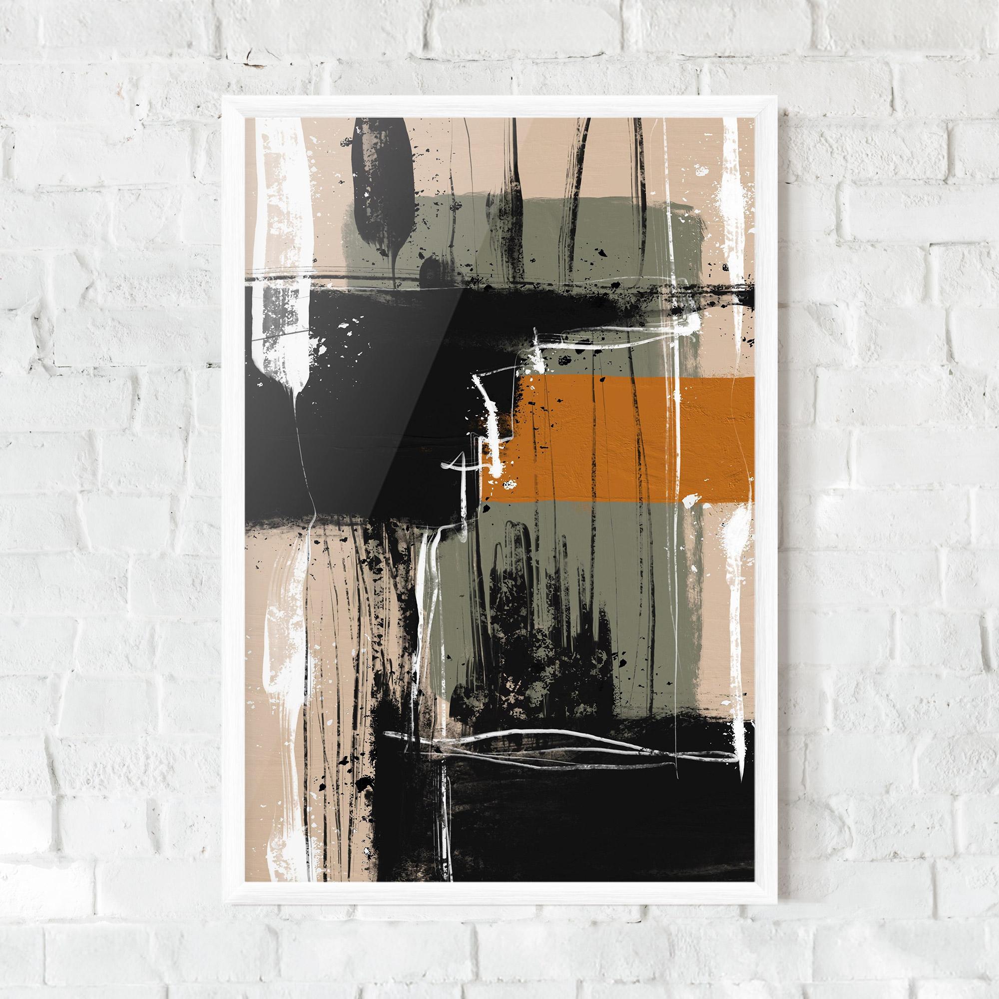 Gerahmte Poster Modern Oil Painting With White mockup 0