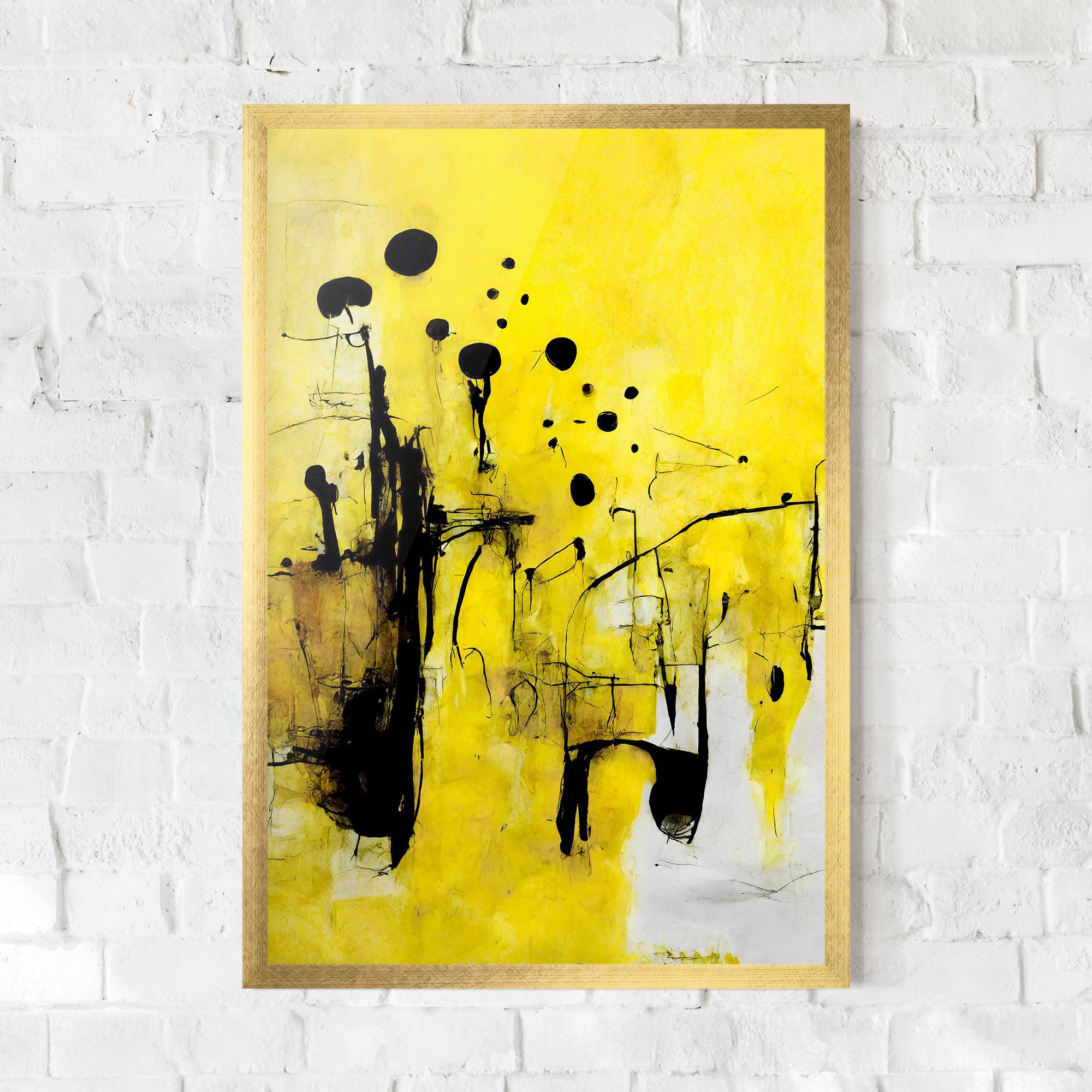 Gerahmte Poster Abstract Black Yellow mockup 0