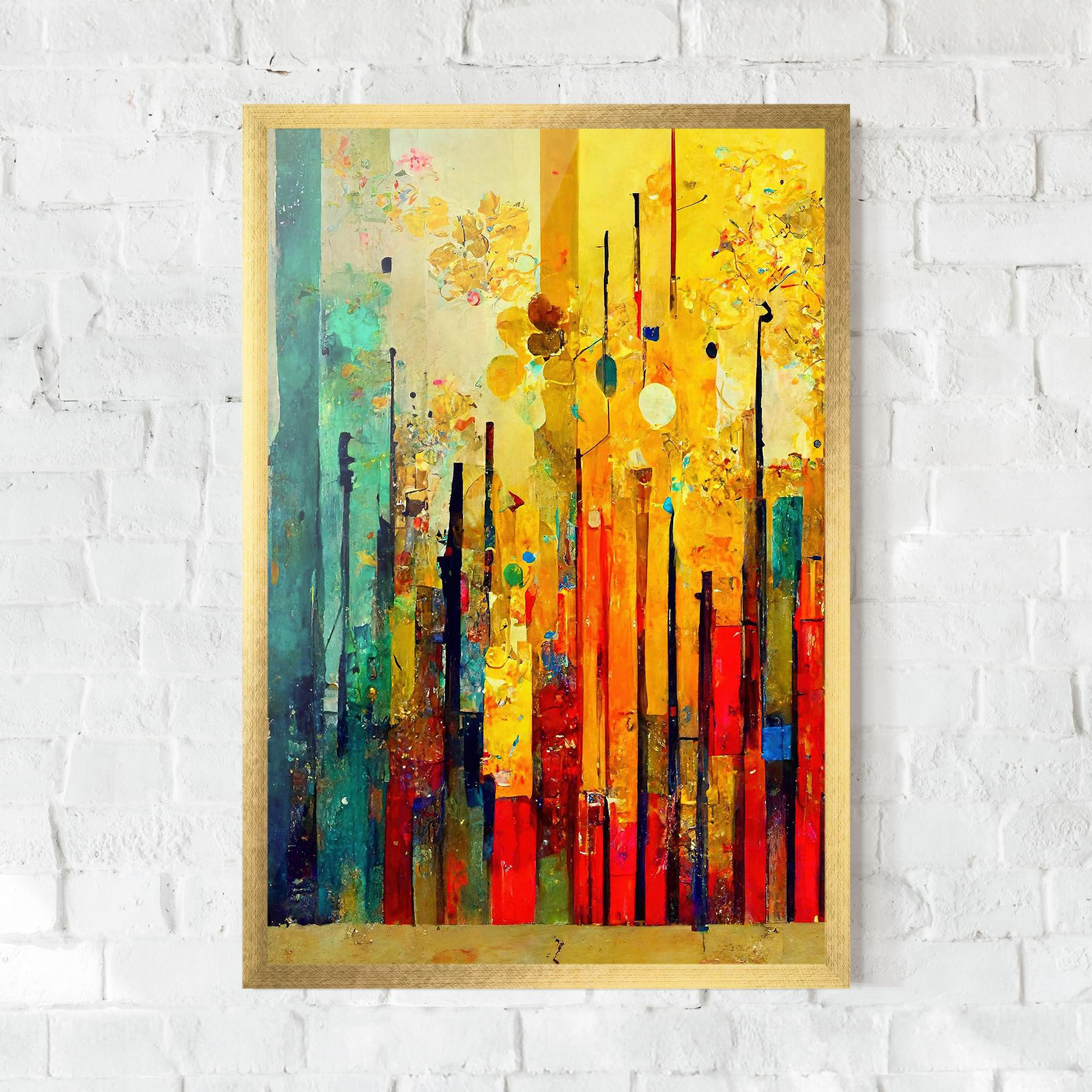 Gerahmte Poster Black Lines On Yellow Light mockup 0