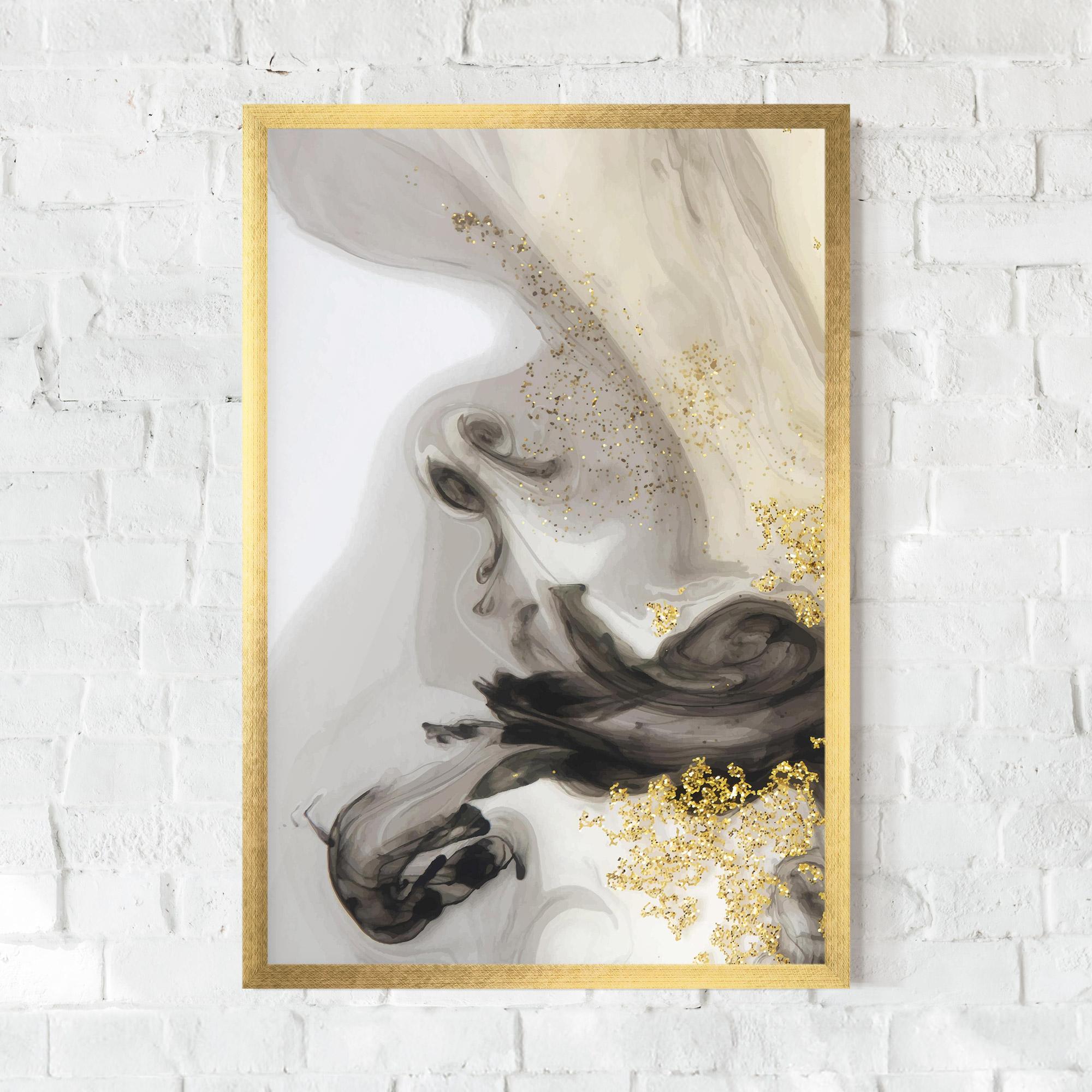 Gerahmte Poster Gold Glitter Watercolor mockup 0