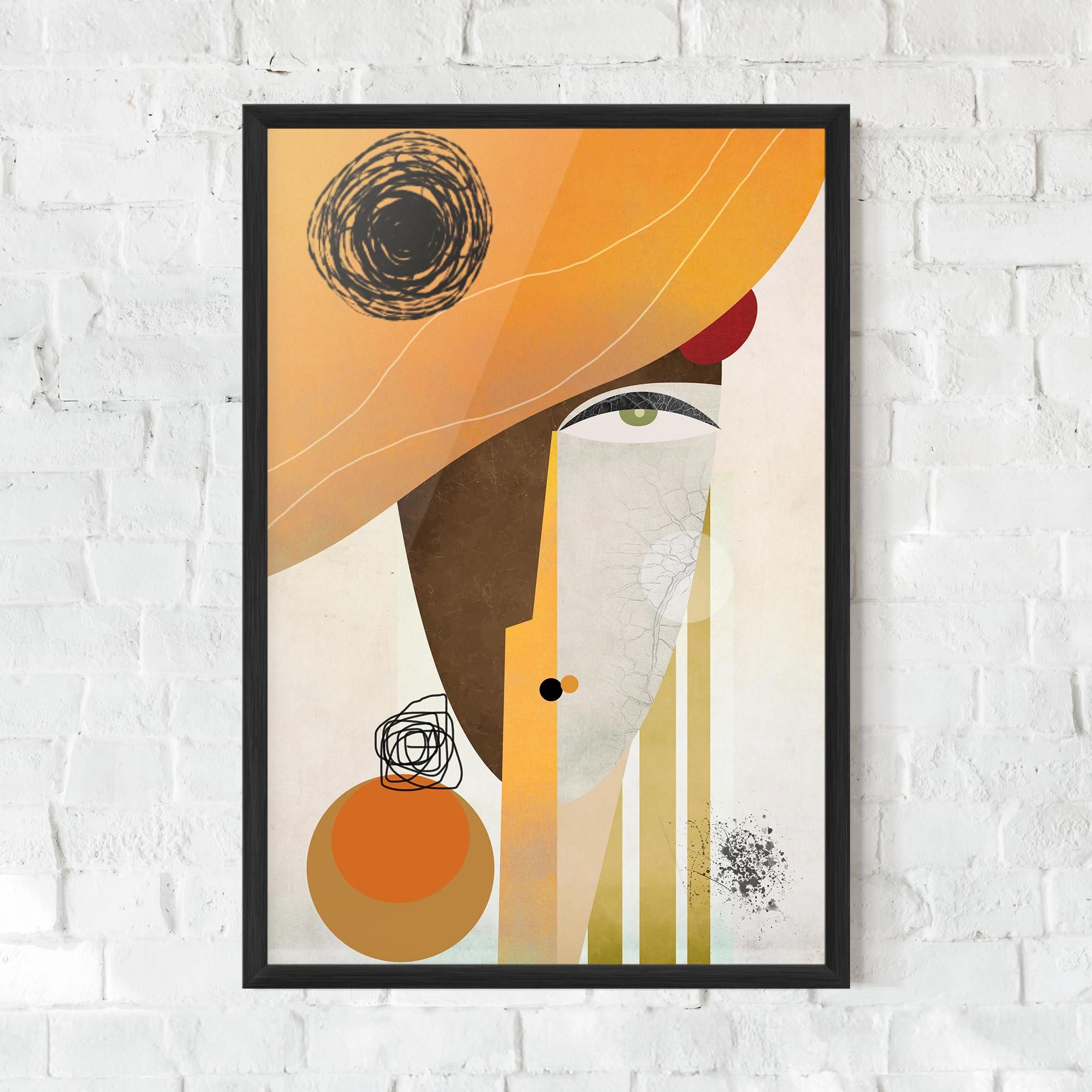 Gerahmte Poster Abstract Orange Face mockup 0