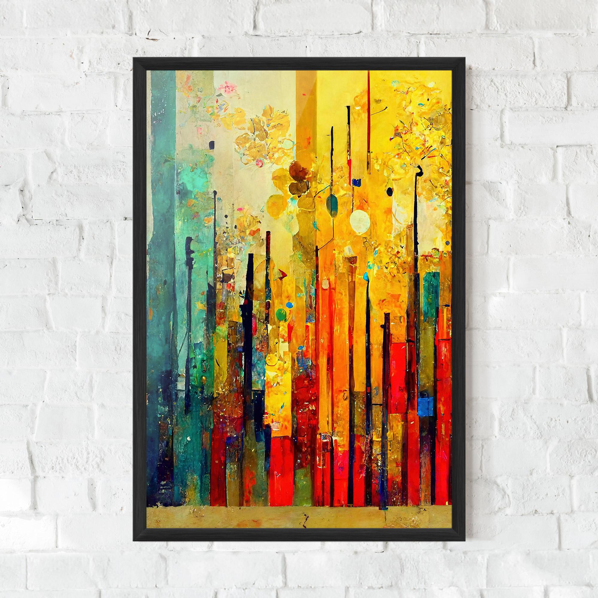 Gerahmte Poster Black Lines On Yellow Light mockup 0