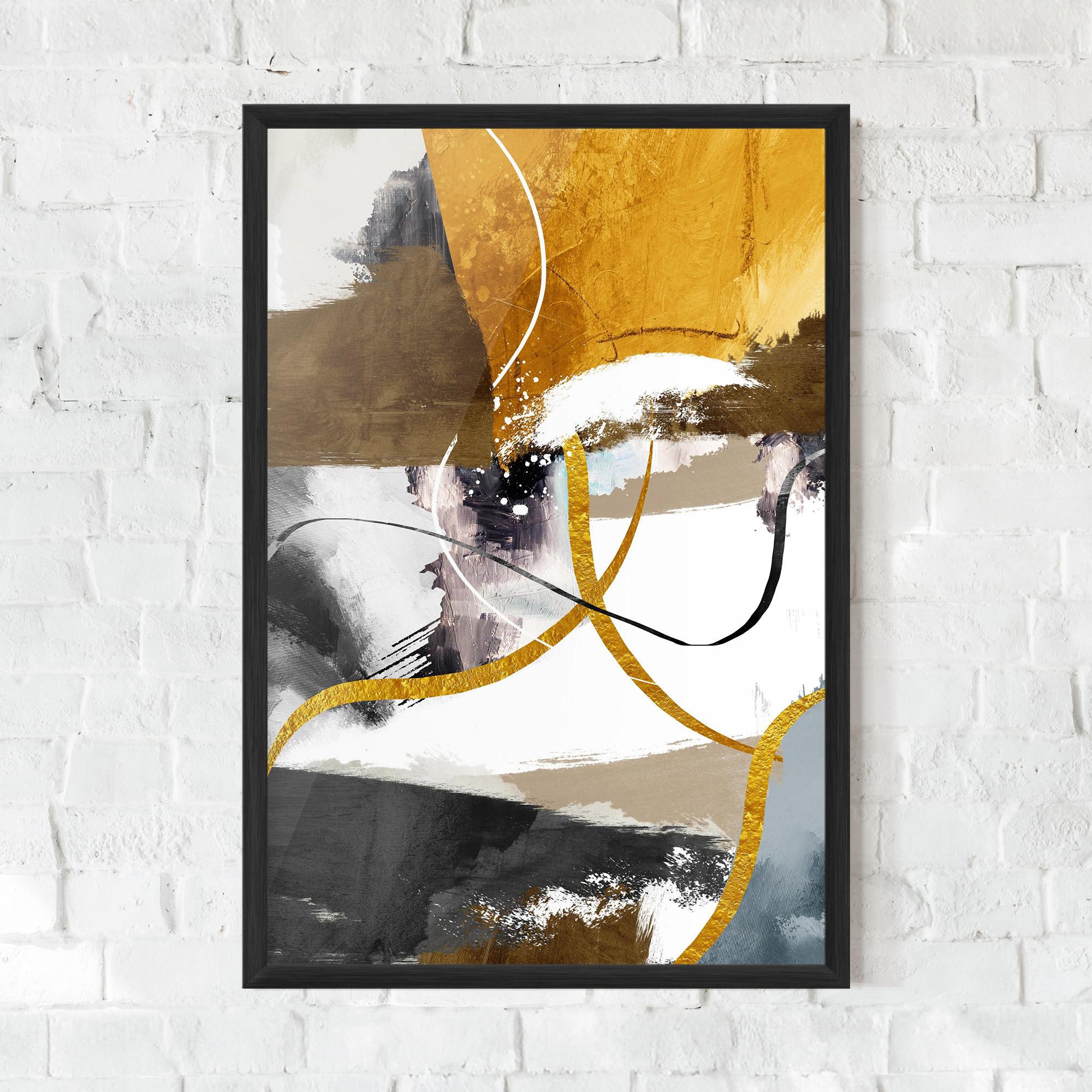 Gerahmte Poster Chaotic Golden Painting mockup 0