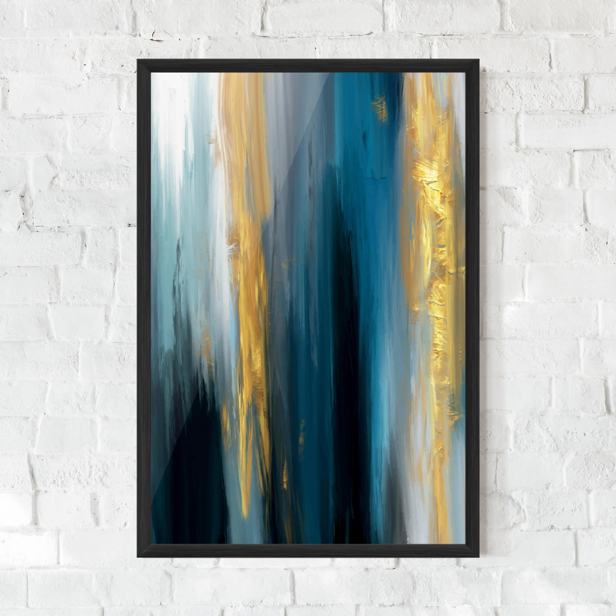 Gerahmte Poster Golden Black Blue Art mockup 0