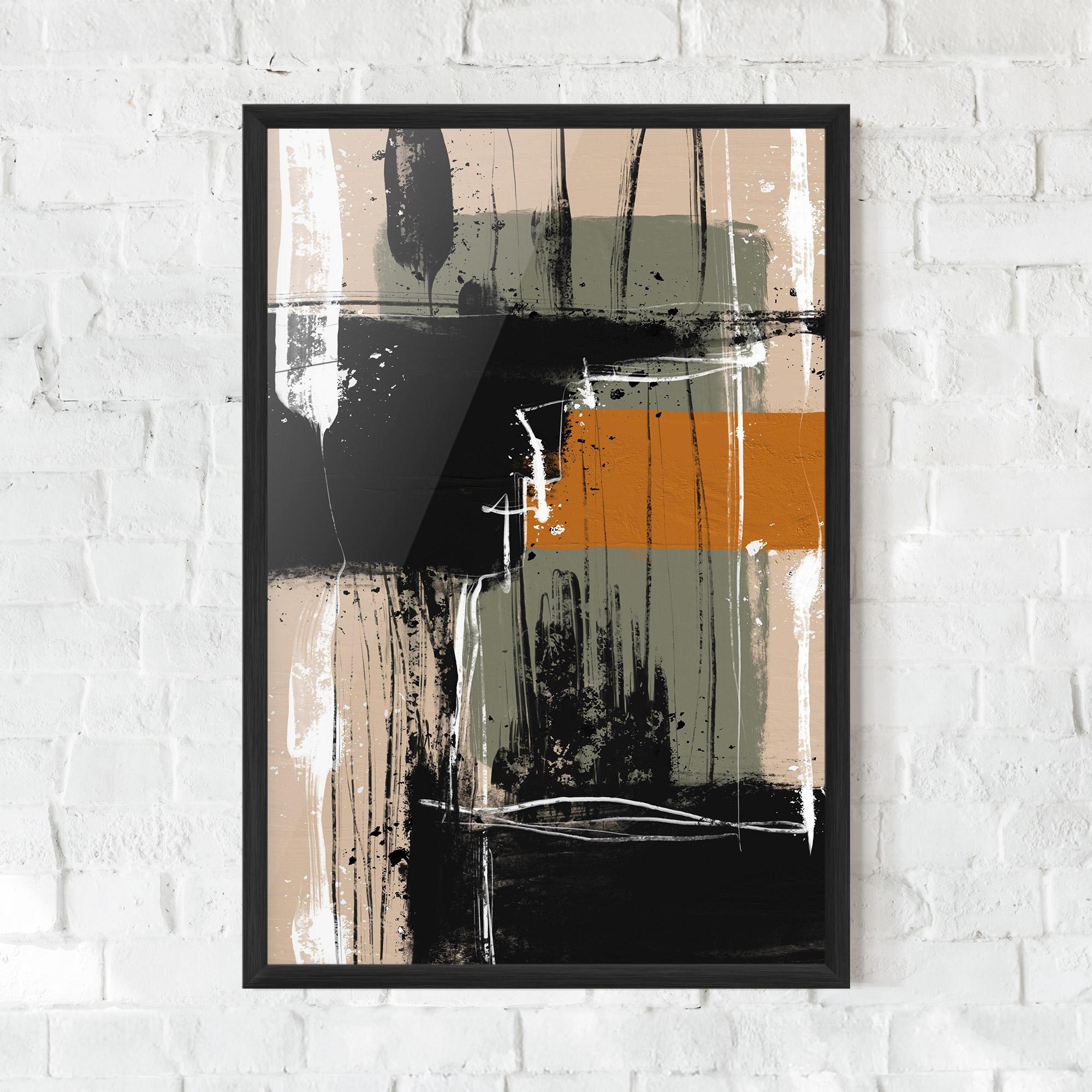 Gerahmte Poster Modern Oil Painting With White mockup 0