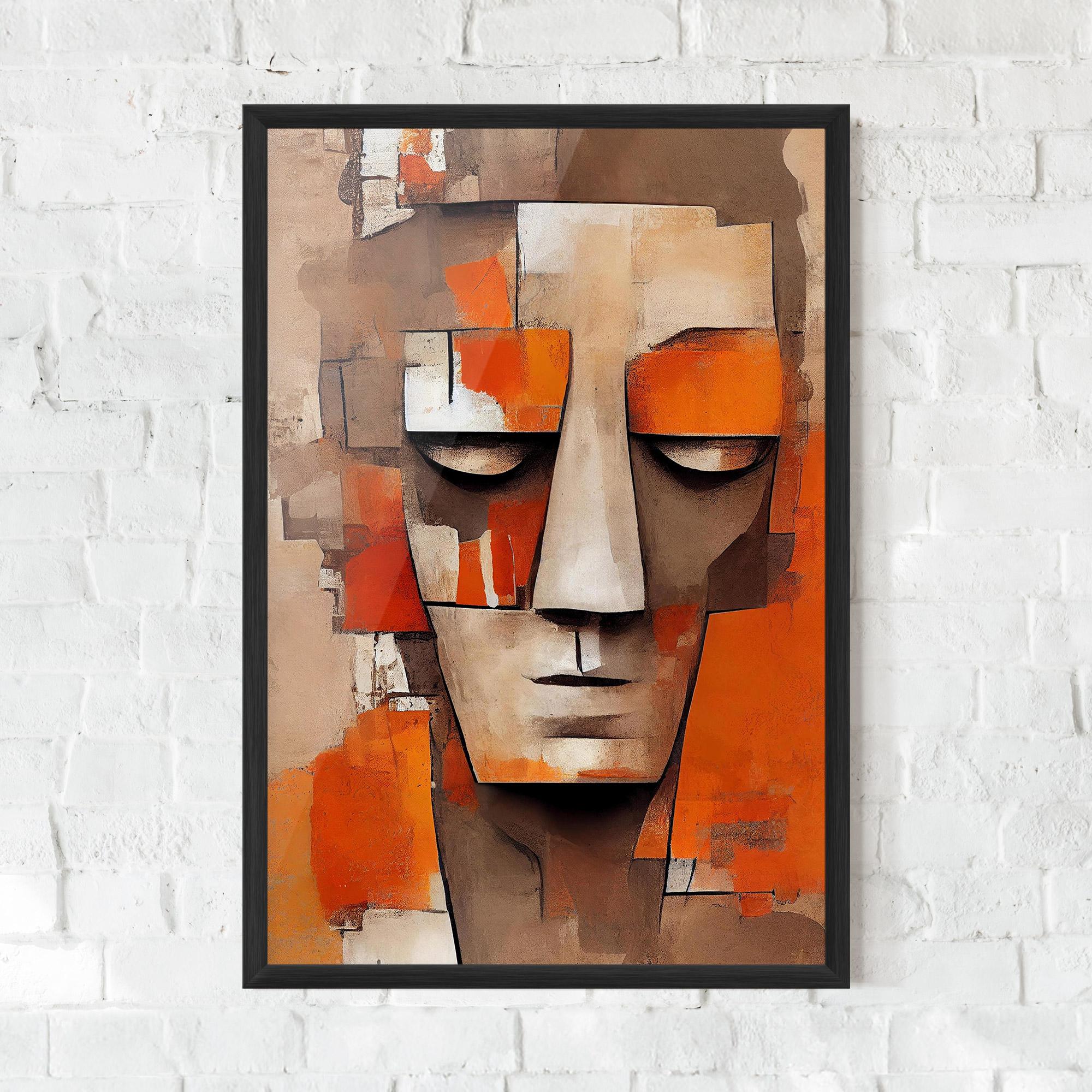 Gerahmte Poster Orange Male Face mockup 0
