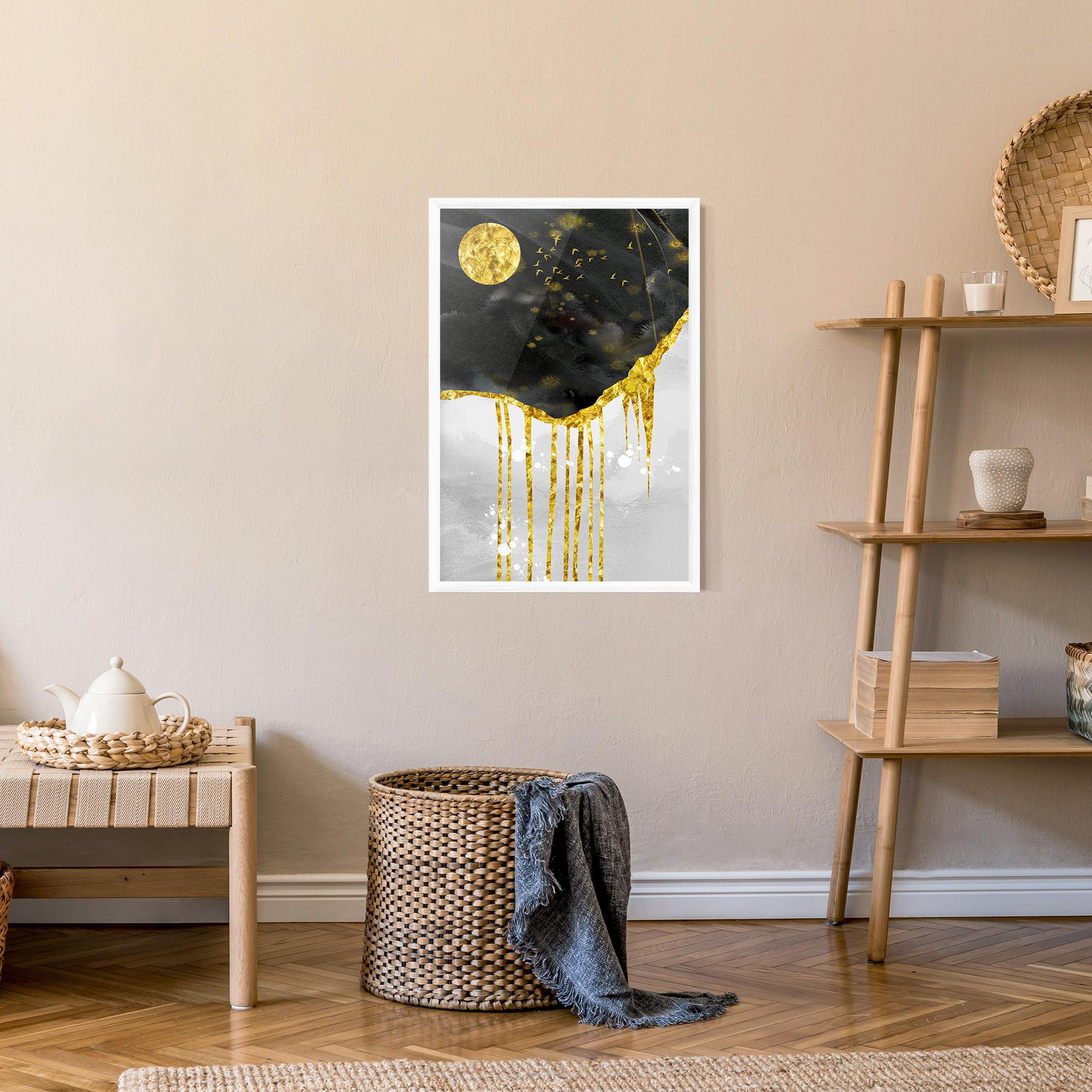 Gerahmte Poster Gold Moon And Birds mockup 9
