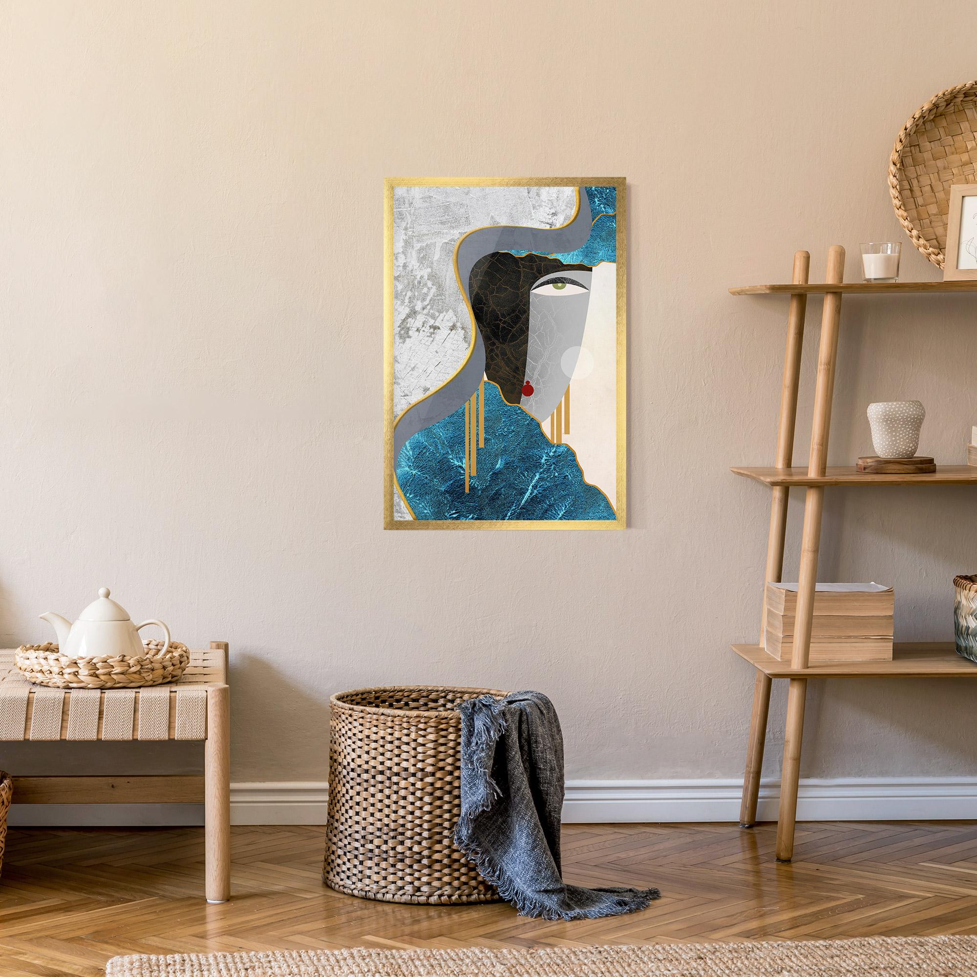 Gerahmte Poster Abstract Blue Face mockup 9