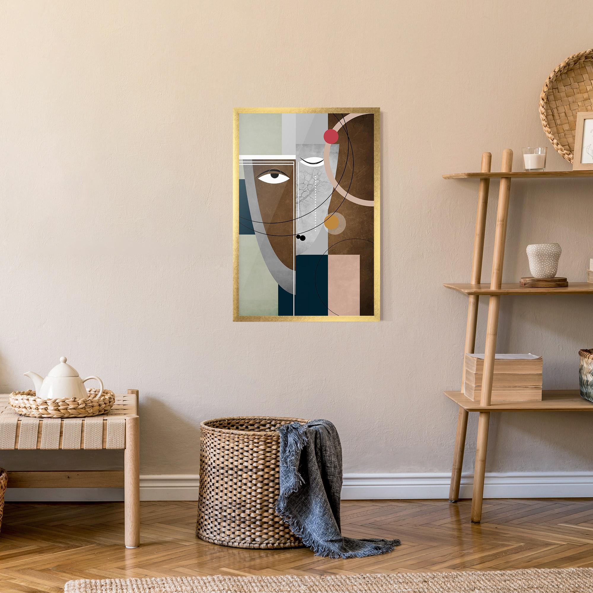 Gerahmte Poster Abstract Brown Face mockup 9