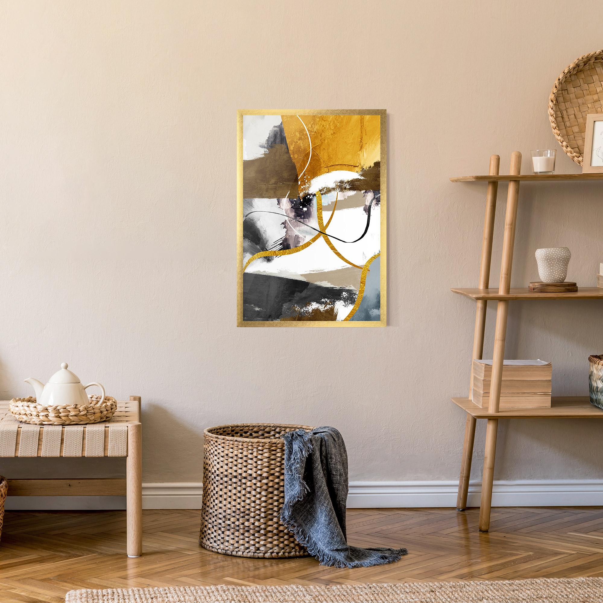 Gerahmte Poster Chaotic Golden Painting mockup 9