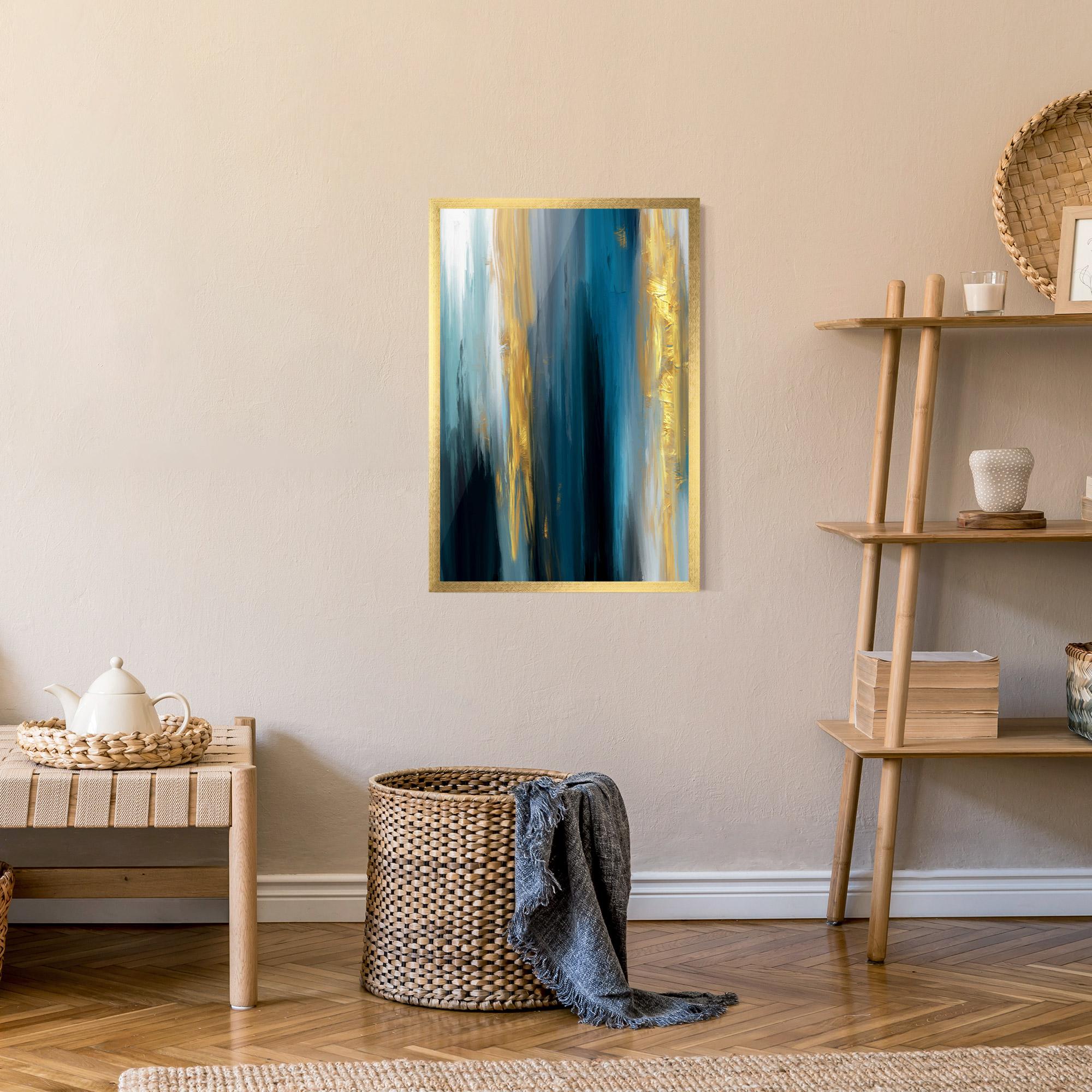 Gerahmte Poster Golden Black Blue Art mockup 9