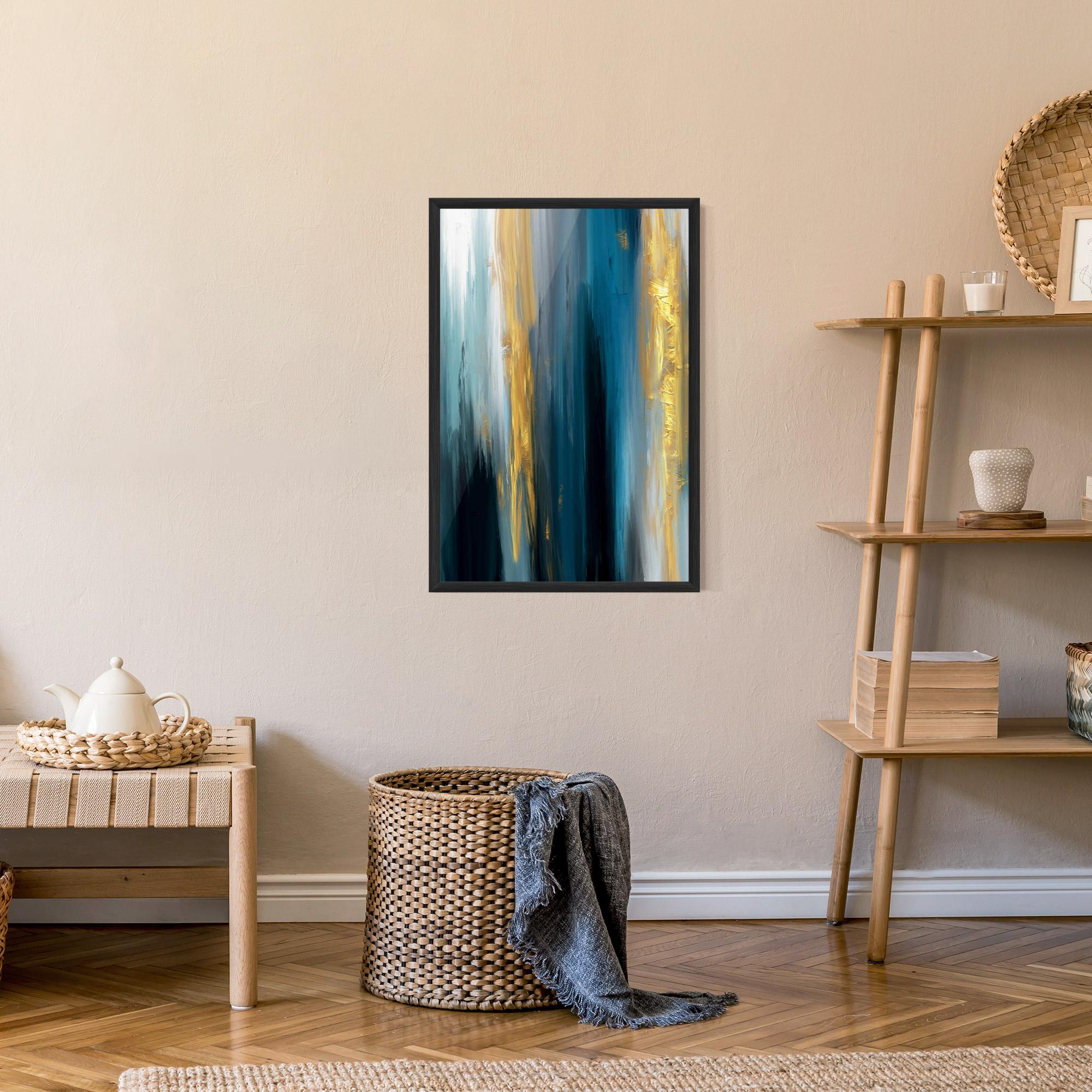 Gerahmte Poster Golden Black Blue Art mockup 9