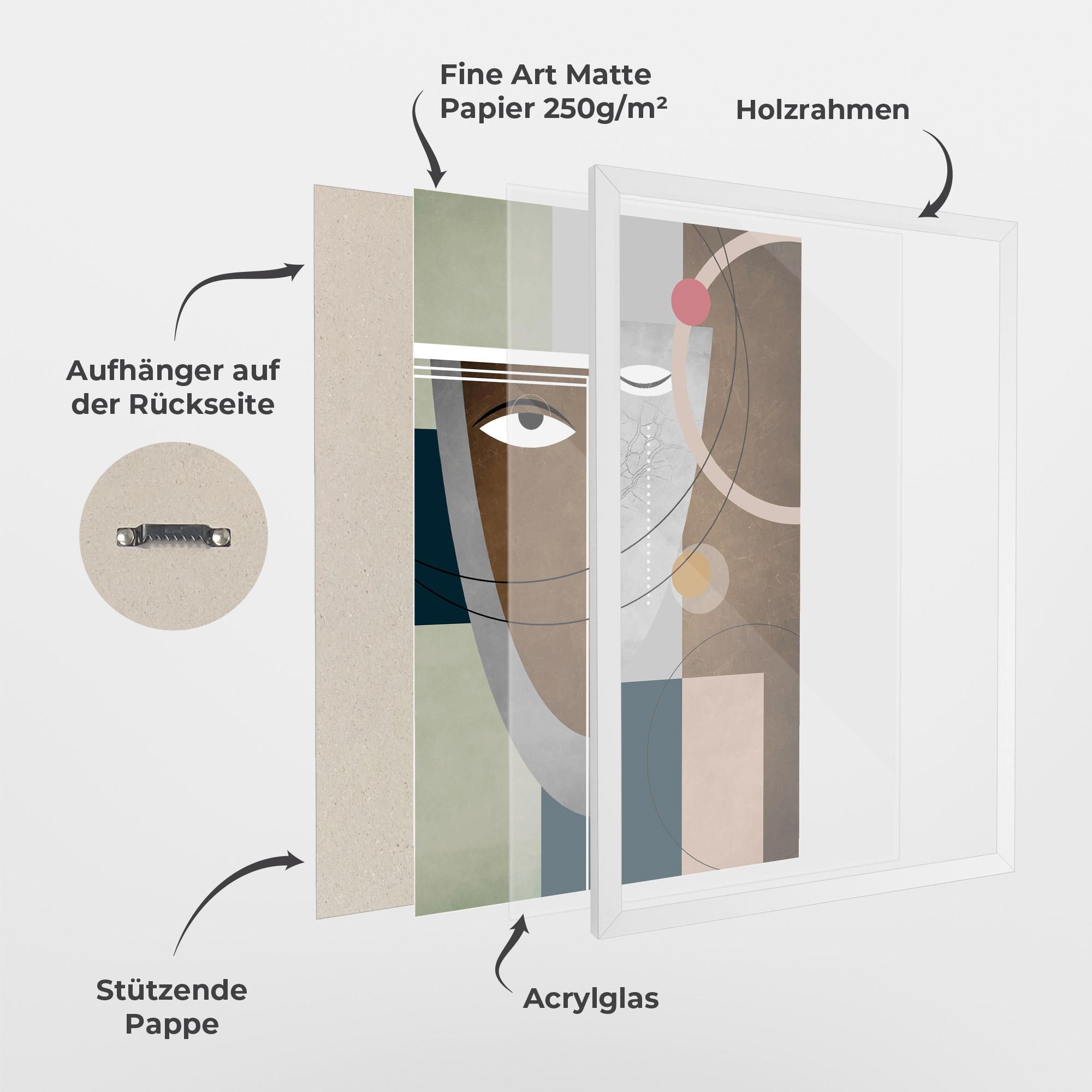 Gerahmte Poster Abstract Brown Face mockup 1