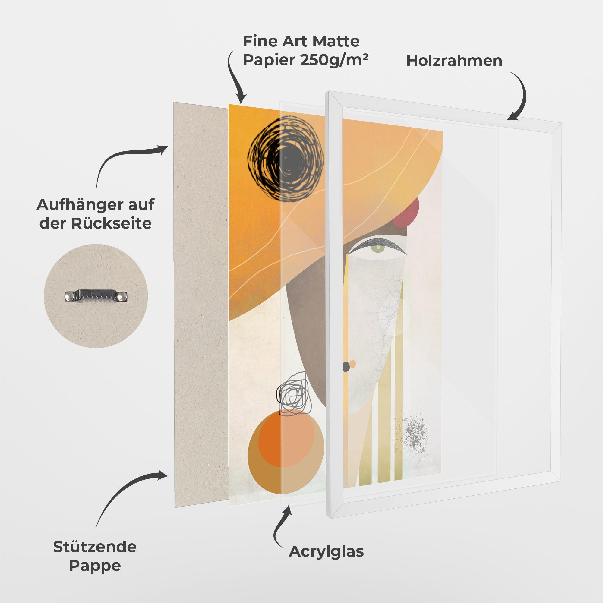 Gerahmte Poster Abstract Orange Face mockup 1