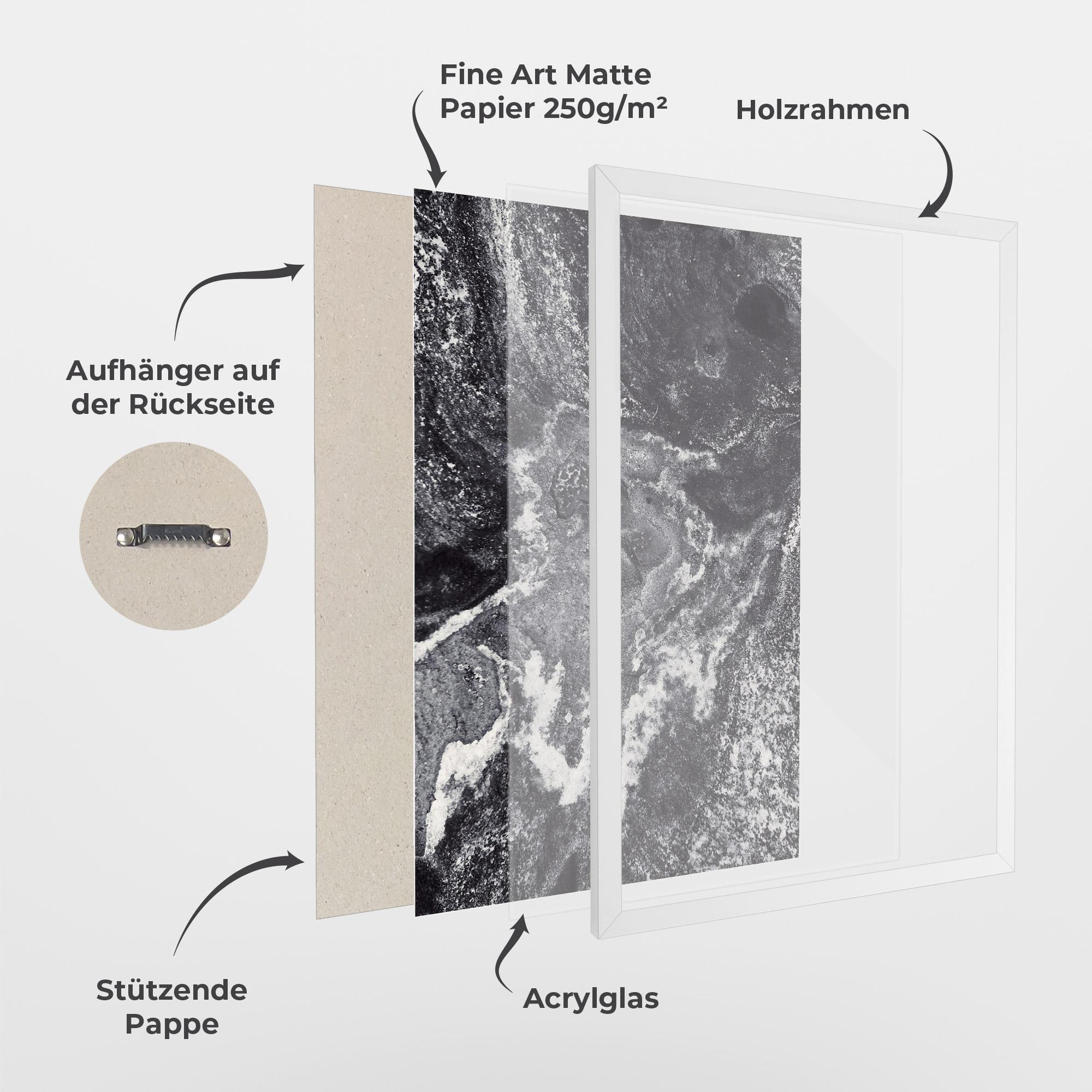 Gerahmte Poster Black And White Abstract mockup 1