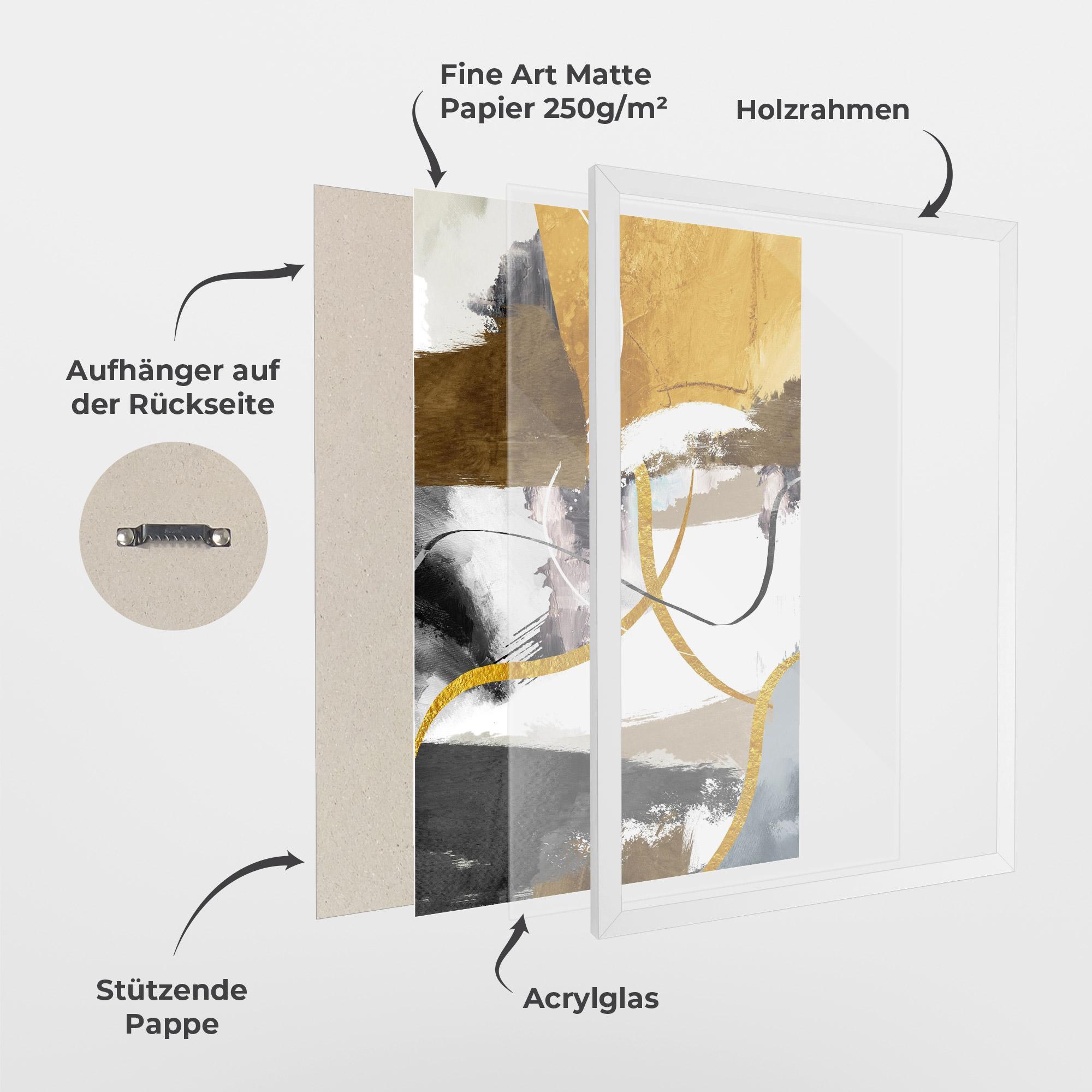 Gerahmte Poster Chaotic Golden Painting mockup 1