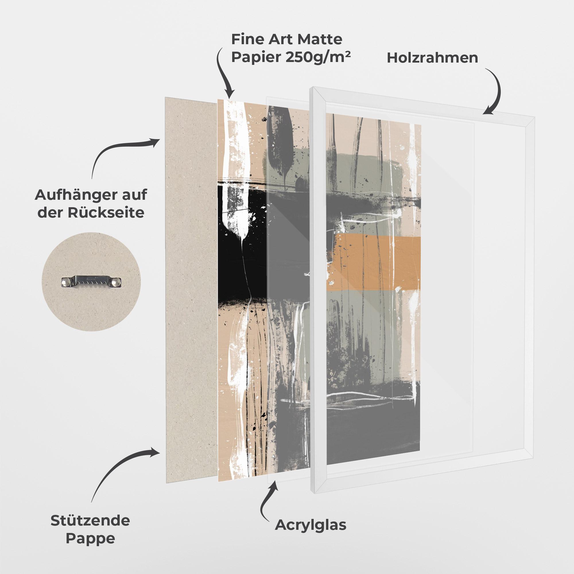 Gerahmte Poster Modern Oil Painting With White mockup 1