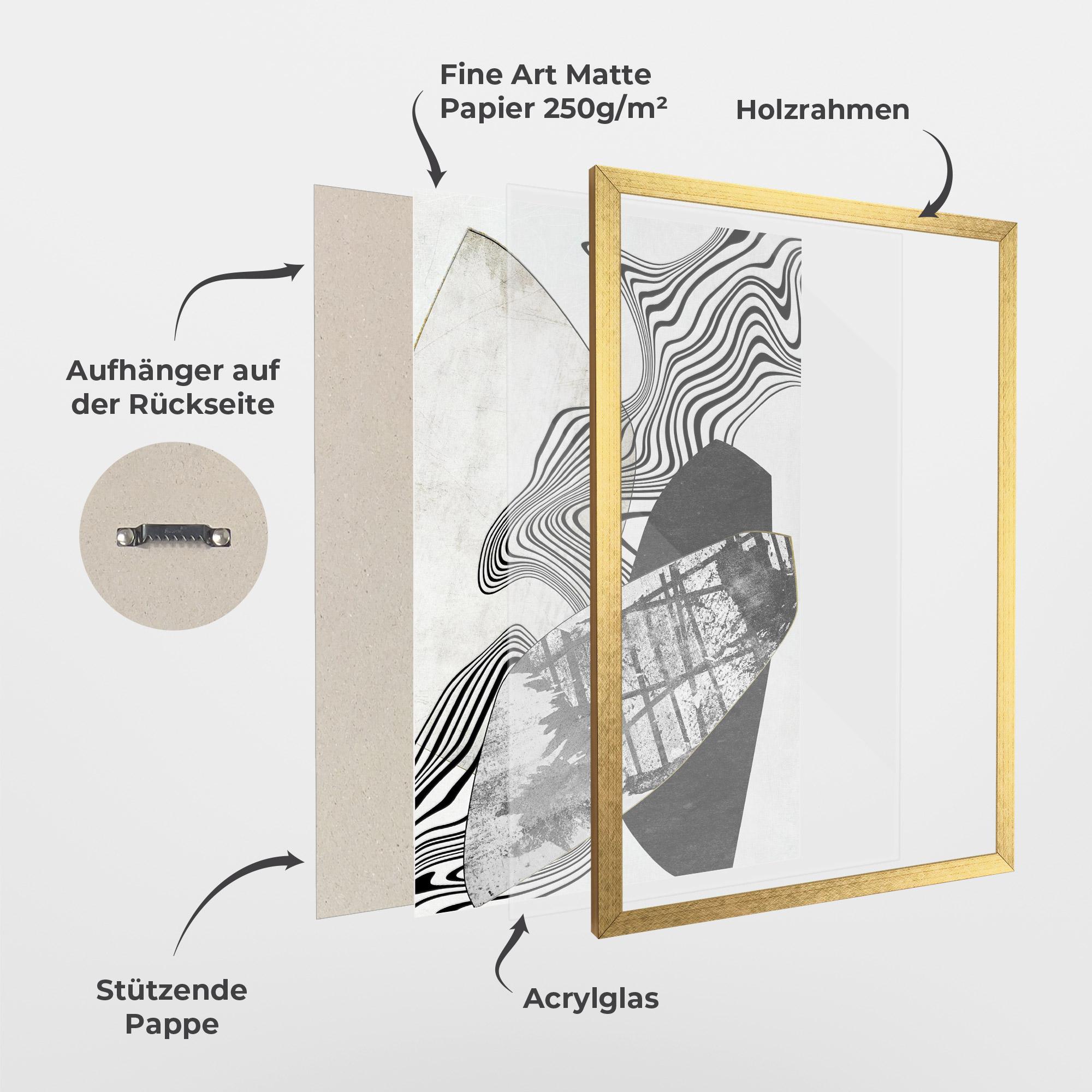 Gerahmte Poster Abstract Black Lines mockup 1