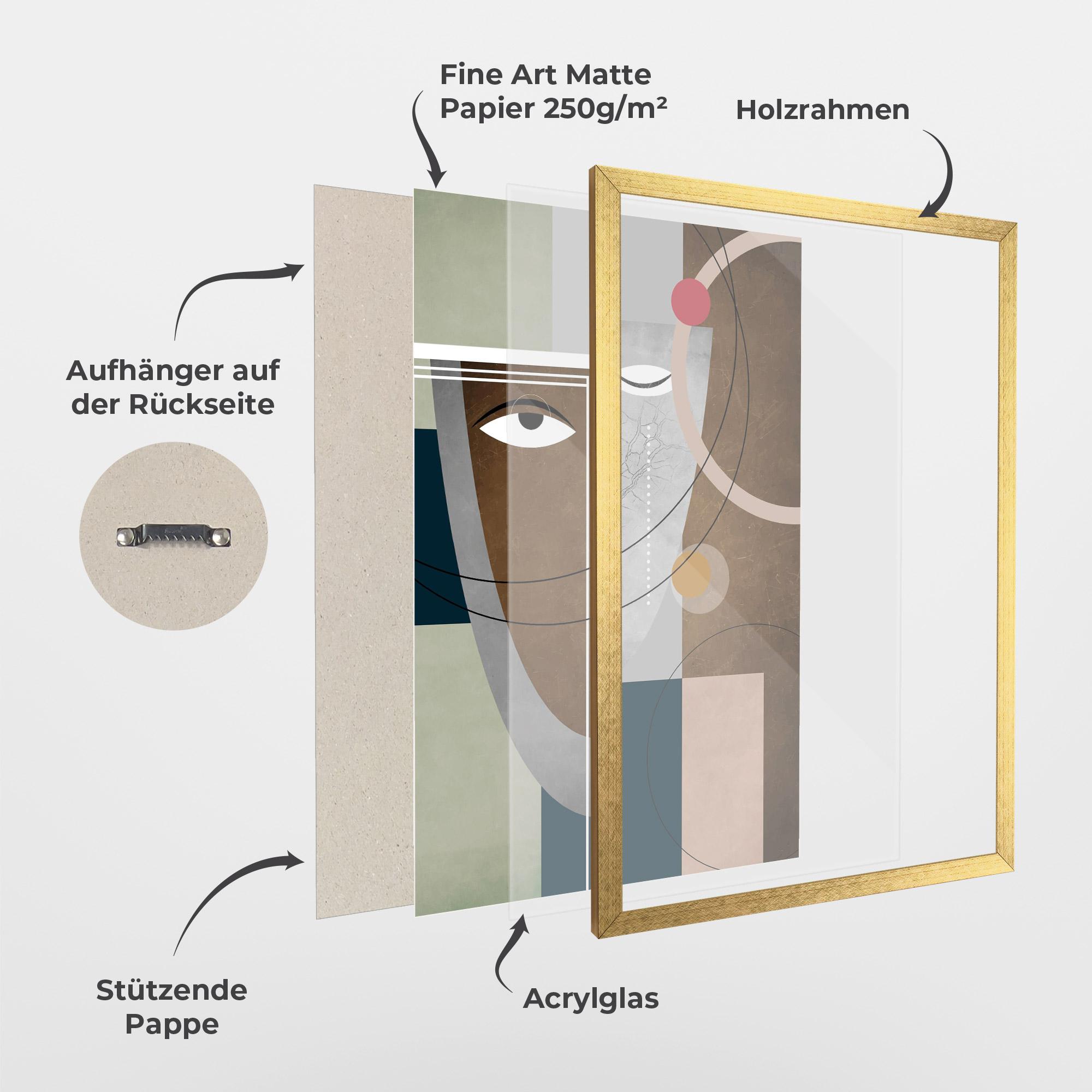 Gerahmte Poster Abstract Brown Face mockup 1