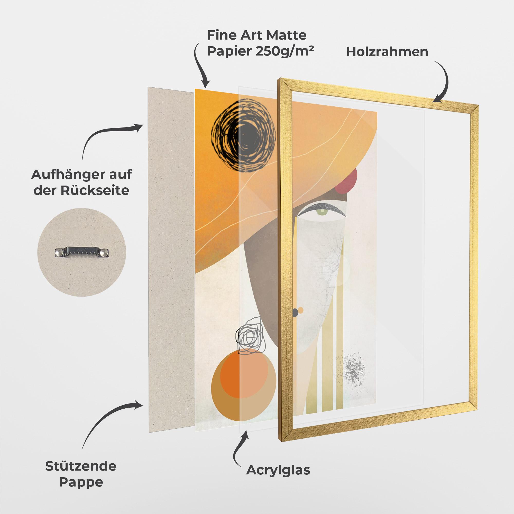 Gerahmte Poster Abstract Orange Face mockup 1