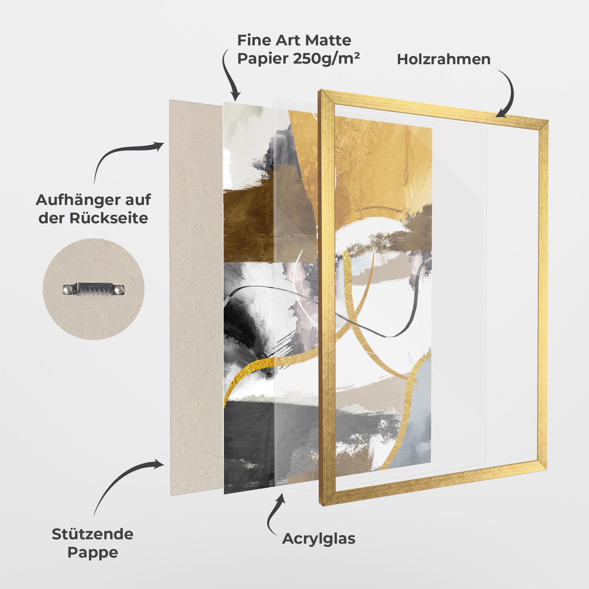 Gerahmte Poster Chaotic Golden Painting mockup 1