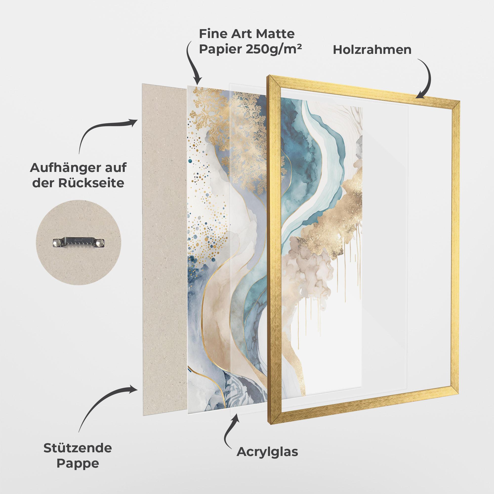 Gerahmte Poster Light Blue Waves mockup 1