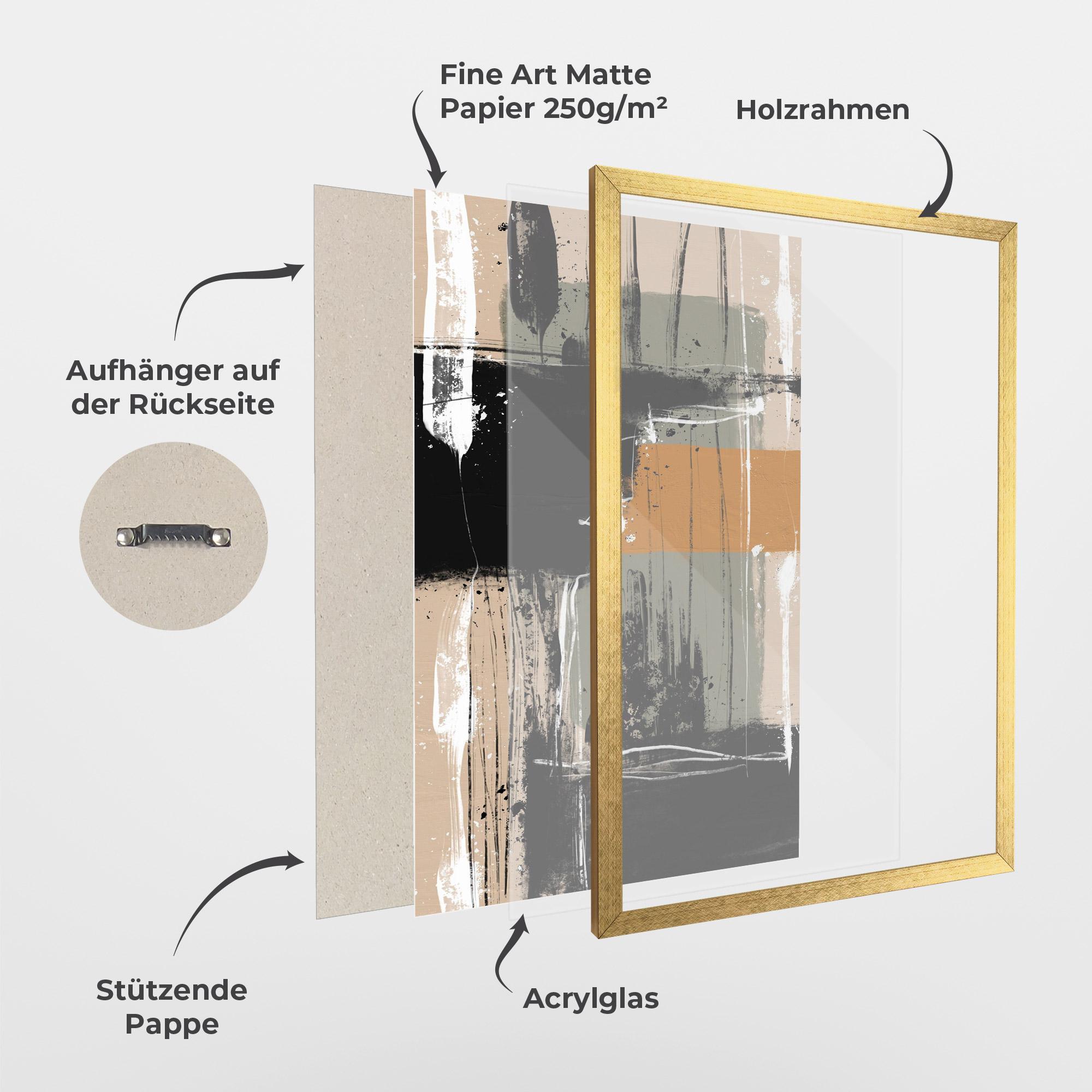 Gerahmte Poster Modern Oil Painting With White mockup 1