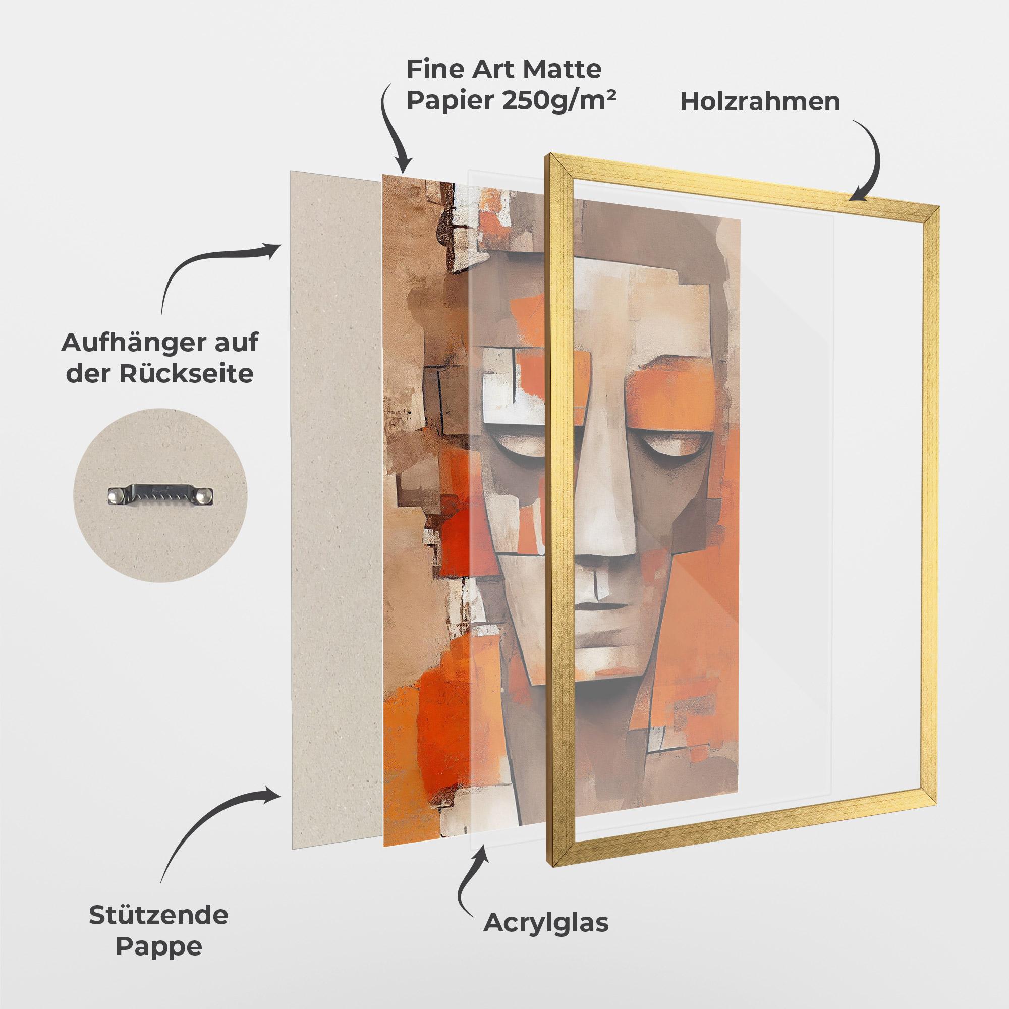 Gerahmte Poster Orange Male Face mockup 1