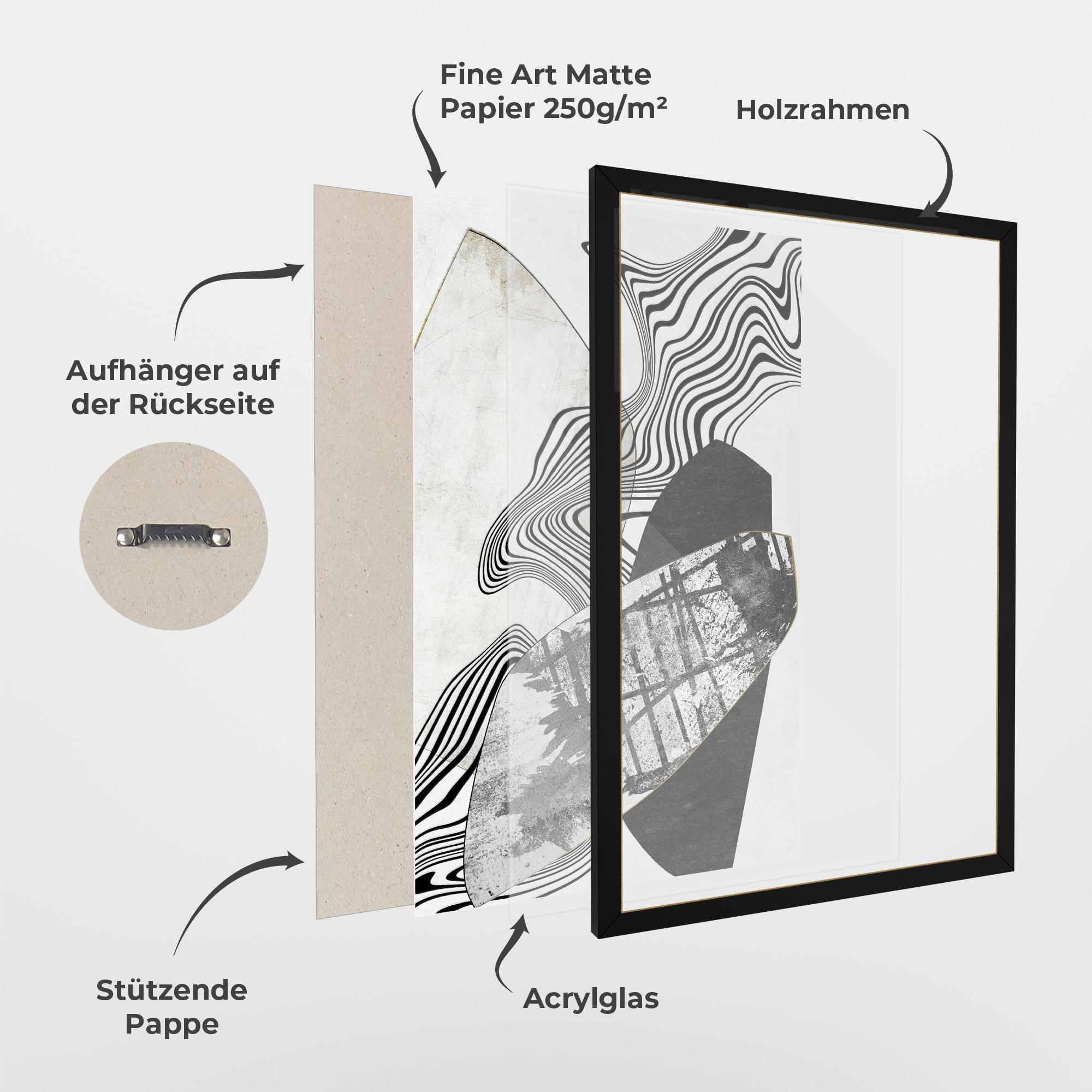 Gerahmte Poster Abstract Black Lines mockup 1