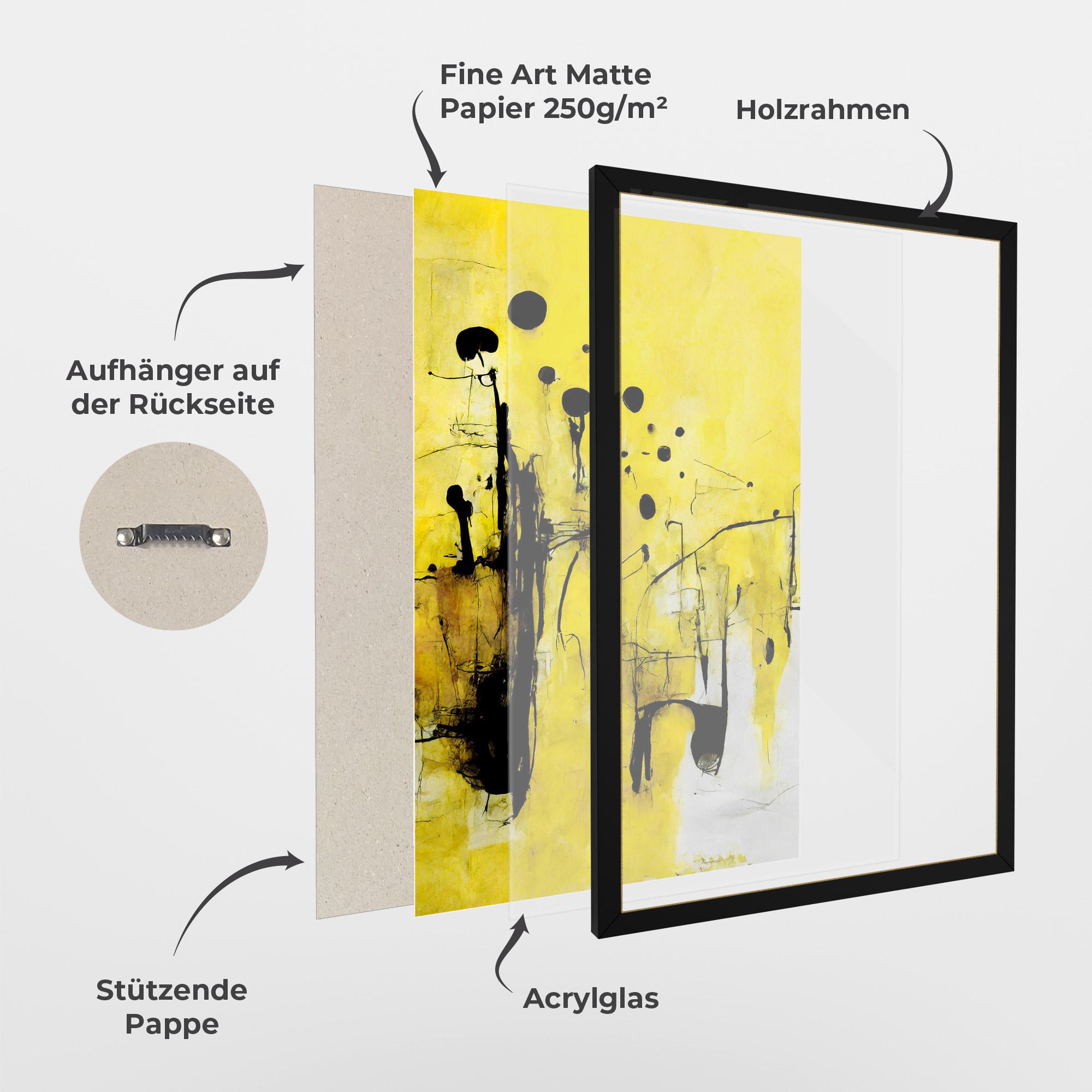 Gerahmte Poster Abstract Black Yellow mockup 1