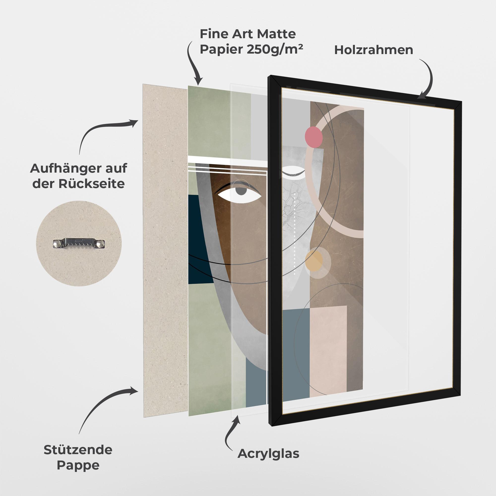 Gerahmte Poster Abstract Brown Face mockup 1