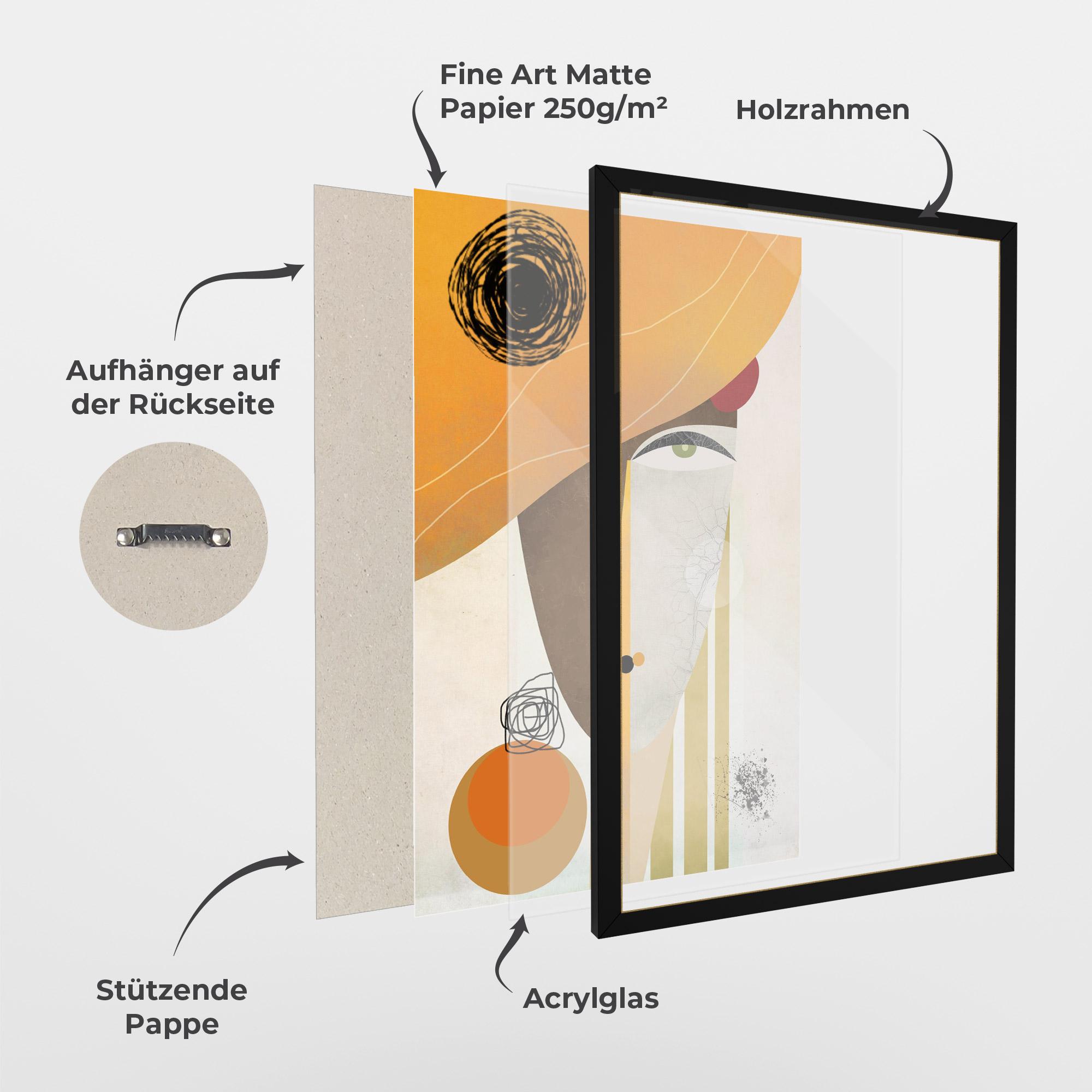 Gerahmte Poster Abstract Orange Face mockup 1