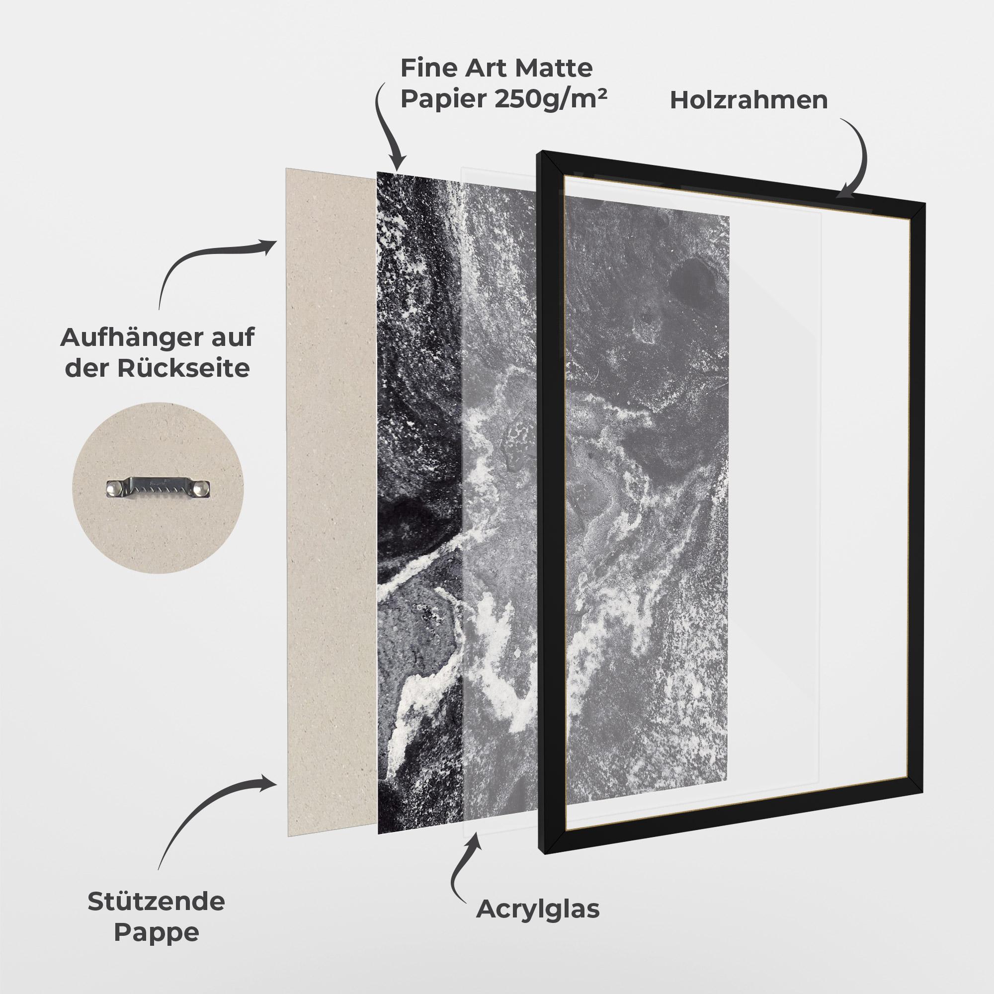 Gerahmte Poster Black And White Abstract mockup 1