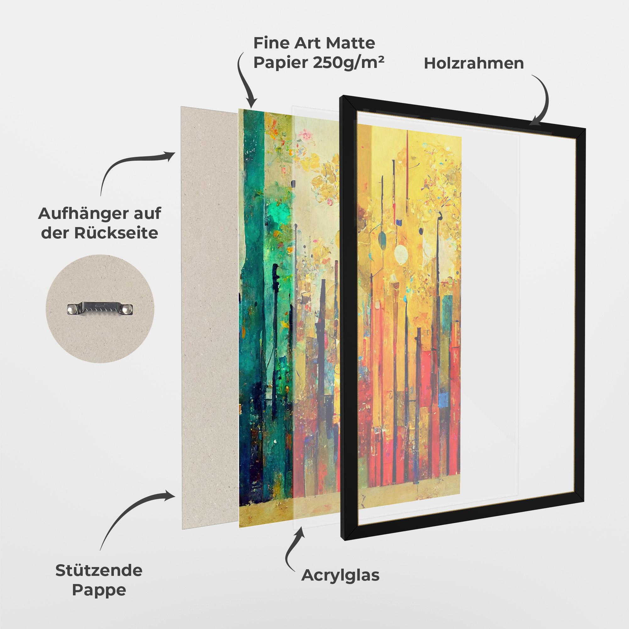 Gerahmte Poster Black Lines On Yellow Light mockup 1