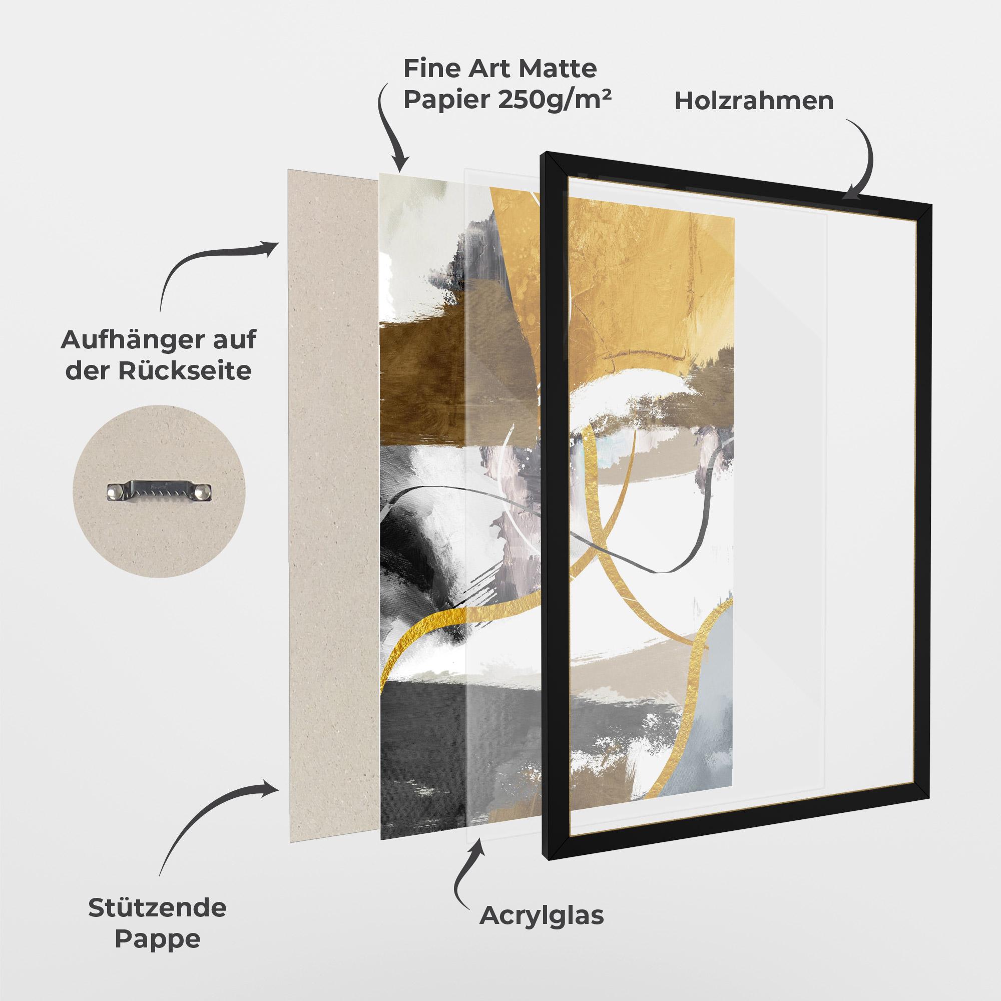 Gerahmte Poster Chaotic Golden Painting mockup 1